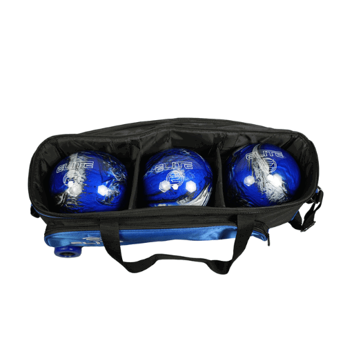 ELITE 3 Ball Slim Triple Tote Bowling Bag with Shoe Compartment & Accessory Pouch - Black/Royal | Perfect for League Play, Tournaments & Practice Sessions