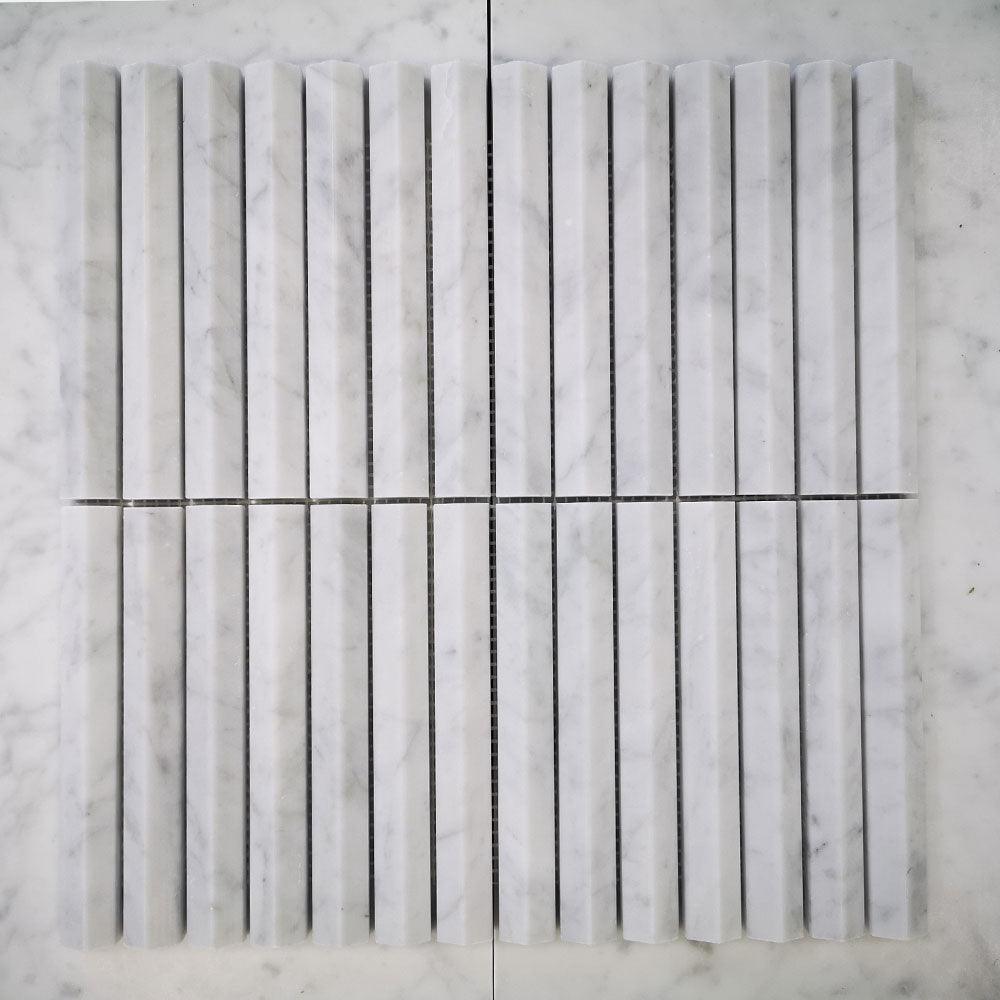 Athena Triangle Carrara White 152x20x12 Honed Marble Mosaic Tile - Premium Natural Stone for Bathroom, Kitchen Backsplash & Shower Floor (Per Sheet)