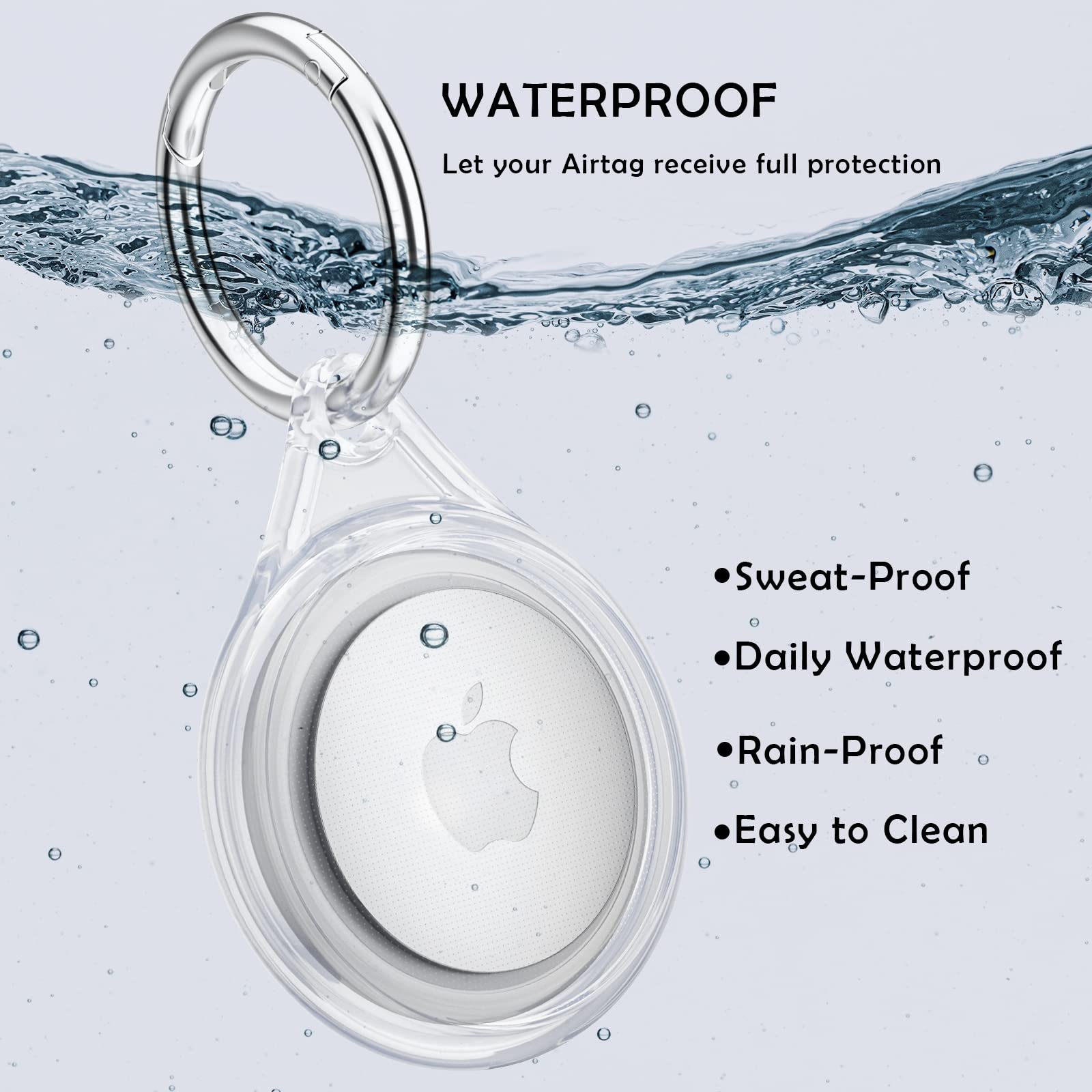 Waterproof Airtag Holder 4 Pack - Fhtase Apple AirTag Keychain Case with 360° Full Body Protection for Dog Collar, Luggage, Backpack & Keys | Durable Tracker Cover for Pets, Travel & Everyday Use