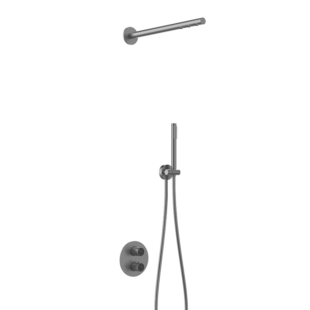 DAX Portofino 8-Inch Rainfall Shower System with Handheld Showerhead - Gun Metal Finish (DAX 8352 GM) - Perfect for Modern Bathroom Renovations & Spa-Like Shower Experience