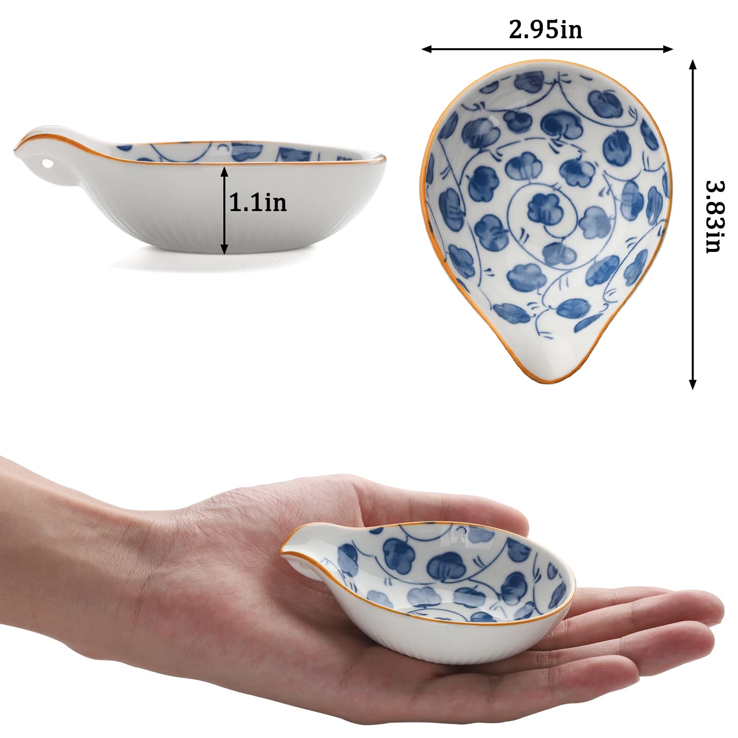 8-Piece Ceramic Dipping Sauce Bowls Set - Soy Sauce, Condiment & Seasoning Dishes for Sushi, Dumplings & Appetizers | Elegant Side Dishes for Asian Cuisine & Party Platters