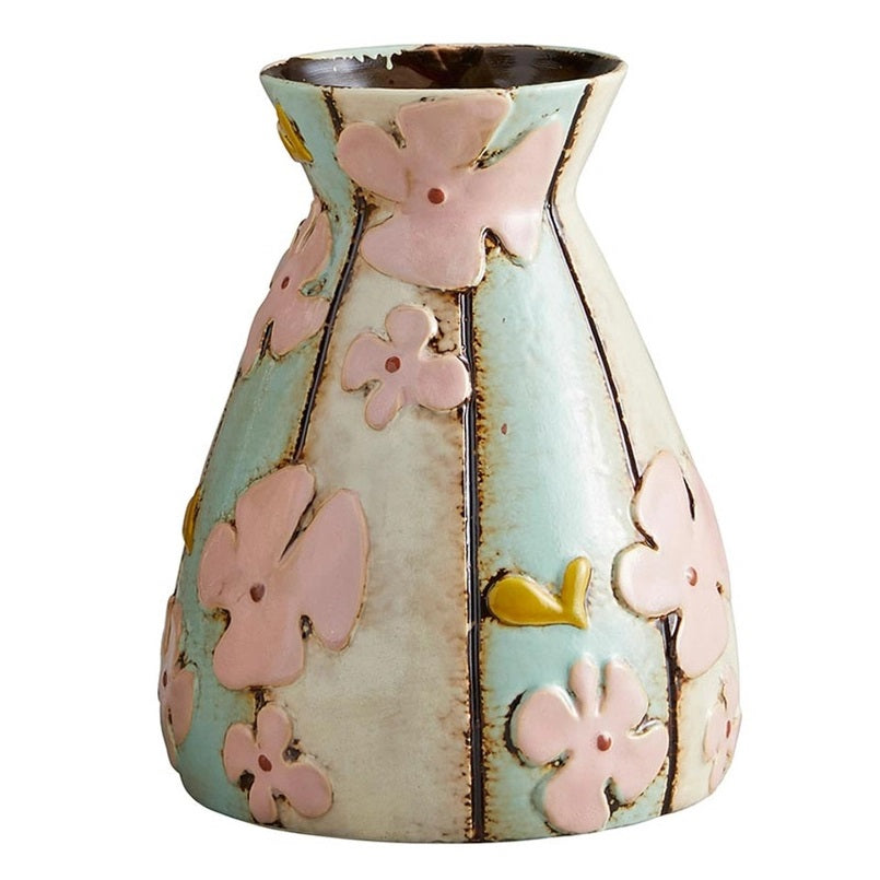 Pink Ceramic Flower Vase - Handcrafted Stoneware Home Decor for Living Room, Bedroom, Office & Wedding Centerpiece