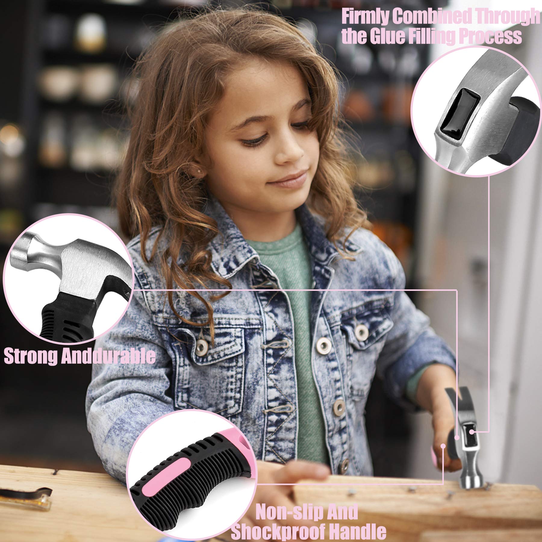KURUI 700-Piece Small Nails & 8oz Pink Hammer Set - Picture Hanging Kit with 280 Wall Nails & 280 Finishing Nails - Perfect for Home Decor, DIY Projects & Wall Art Installation