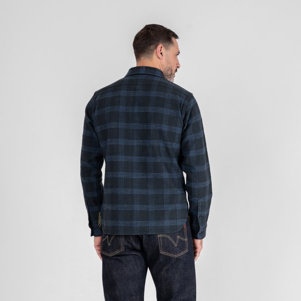 Iron Heart IHSH-408 12oz Heavyweight Slub Flannel Checkered Work Shirt - Black | Durable Men's Shirt for Outdoor Work & Casual Wear