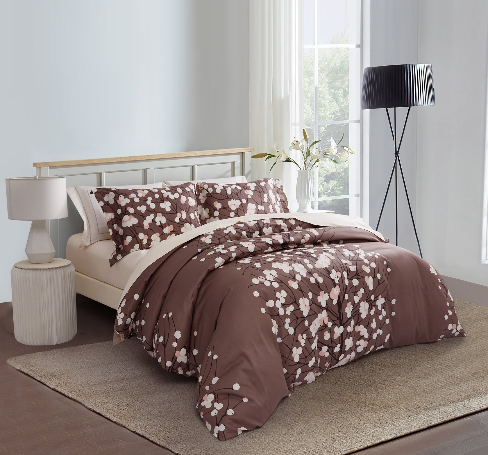 Flora 100% Pure Cotton 3-Piece Duvet Cover Set - Soft & Breathable Bedding for Comfortable Sleep - Perfect for Master Bedroom, Guest Room & Dorm