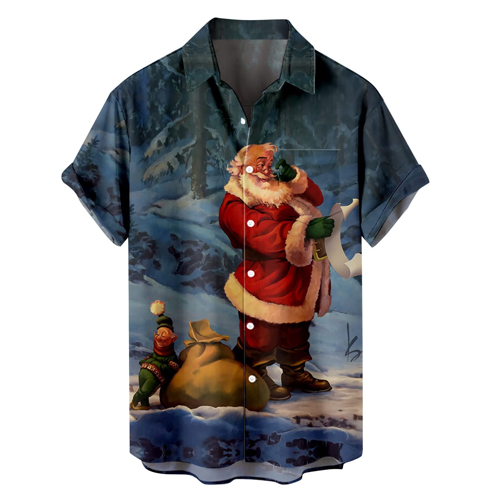 WOCACHI Men's Short Sleeve T-Shirt - Santa Claus Print Christmas Graphic Tee for Workout, Athletics & Casual Wear | Holiday Gift for Dad, Husband & Boyfriend