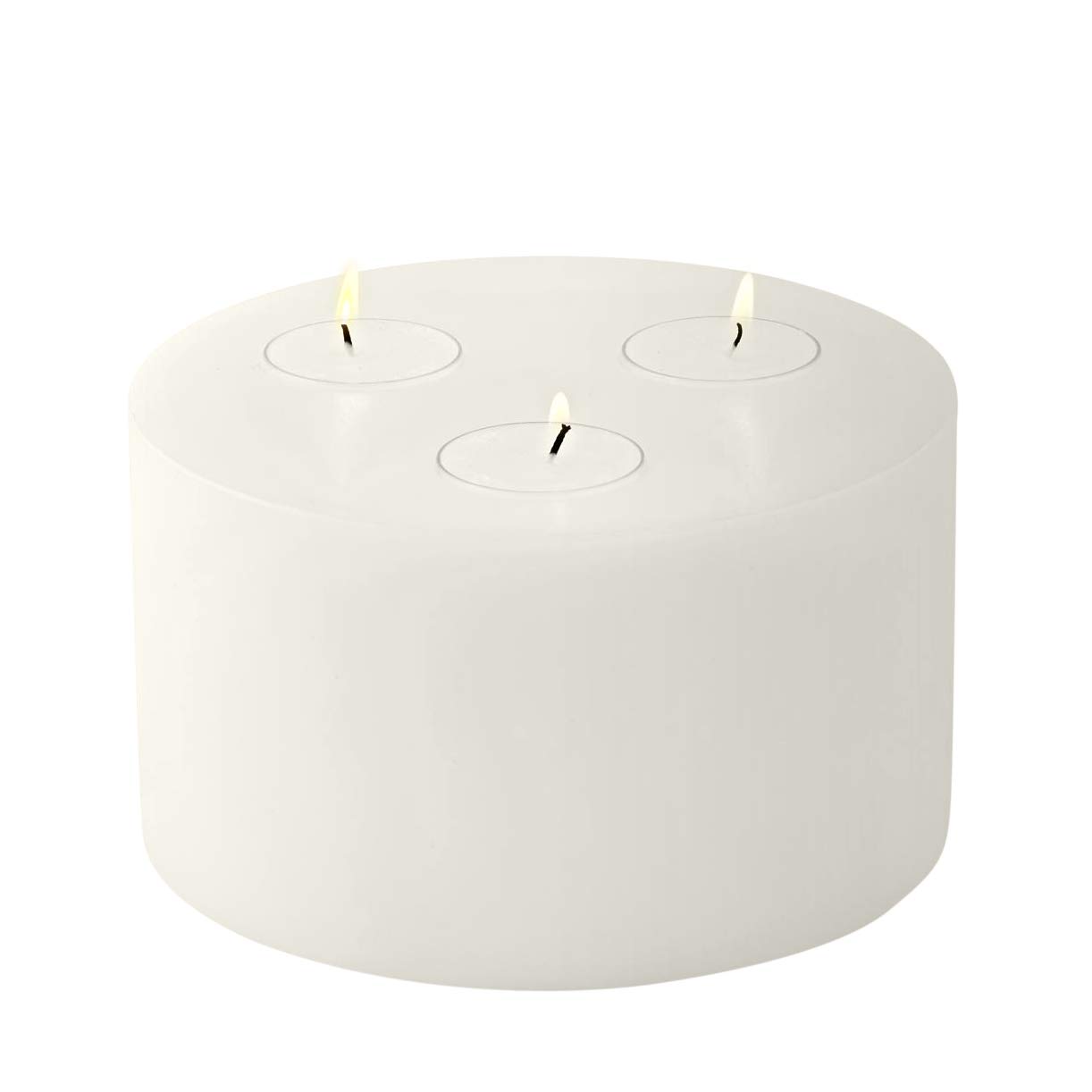 White Cornelius Permanent Candle (16cm Diameter, 9cm Height) - Tea Light Holder for 3 Standard Tea Lights, Decorative Lantern with Realistic Candle Look - Perfect for Home Decor, Wedding Centerpieces & Romantic Table Settings