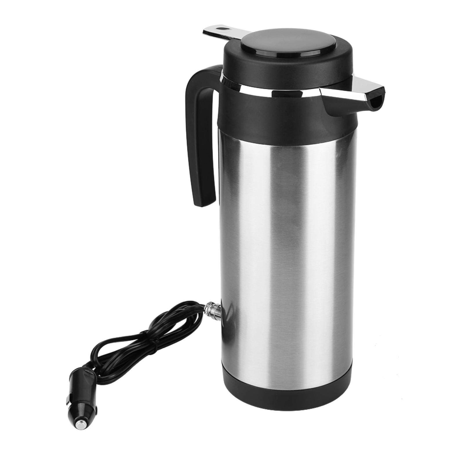 12V/24V Stainless Steel Car Electric Kettle - 1200ML Auto Heating Water Bottle for Travel, Camping & Road Trips | Fast Boiling Portable Kettle for Cars, Trucks & RVs