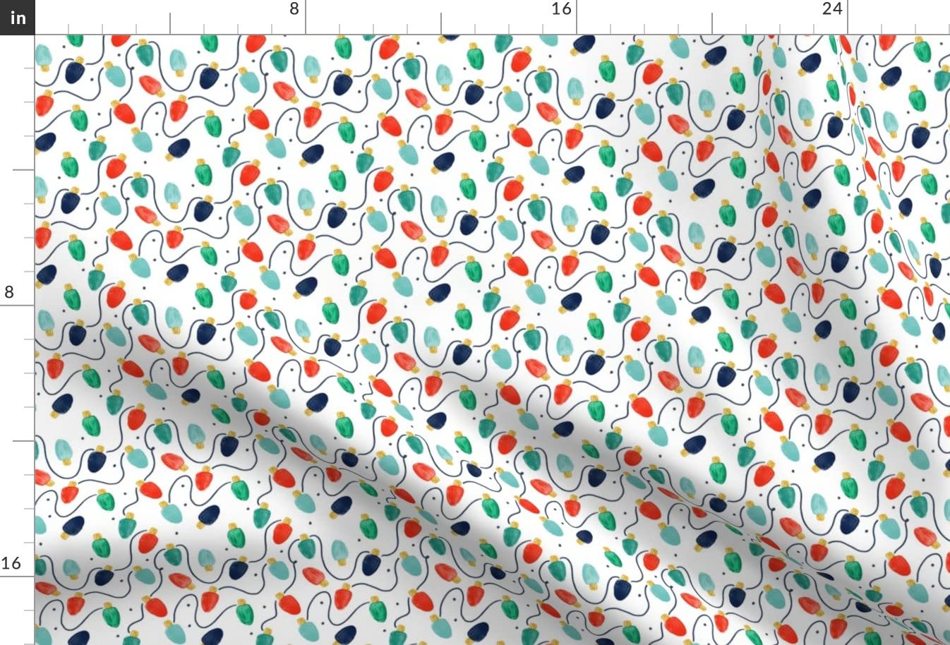 Small Christmas Lights Red String Lights Winter Holiday Printed Minky Fabric by The Yard - Soft Plush Fabric for Sewing Baby Blankets, Quilt Backing, DIY Crafts & Home Decor - Perfect for Holiday Projects & Cozy Winter Creations