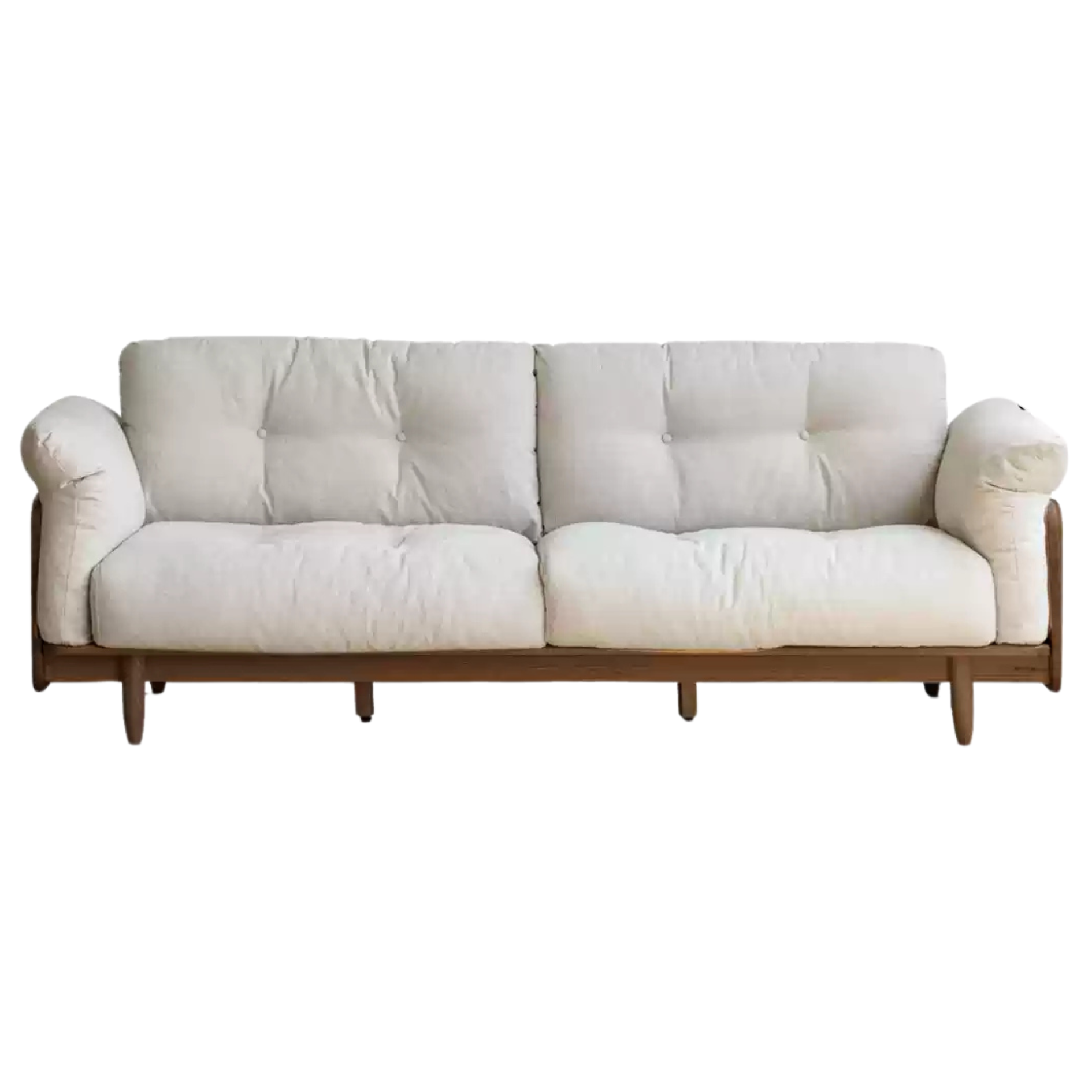 Premium Oak Solid Wood Genuine Leather Fabric Sofa - Modern Living Room Furniture for Home & Office - Comfortable Seating for Relaxation & Entertainment