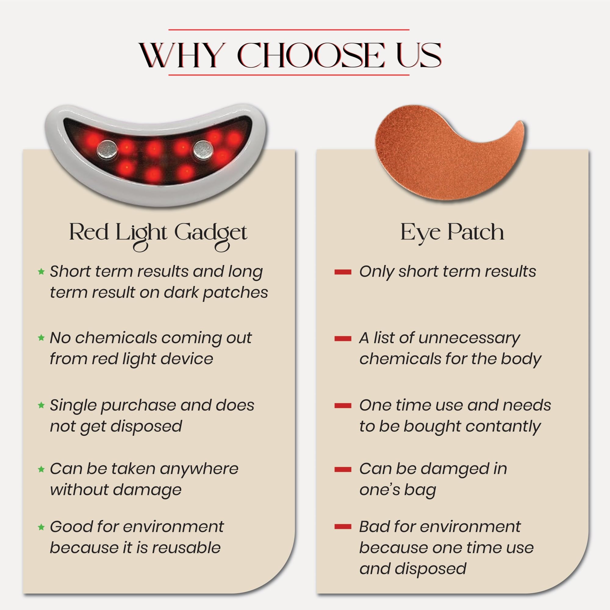 Red Light Therapy Eye Mask for Dark Circles & Wrinkles - Anti-Aging Eye Patches for Puffy Eyes, Bags & Inflammation Relief | Dermatologist-Recommended Eye Treatment for Men & Women | Perfect for Nighttime Skincare Routine & Travel