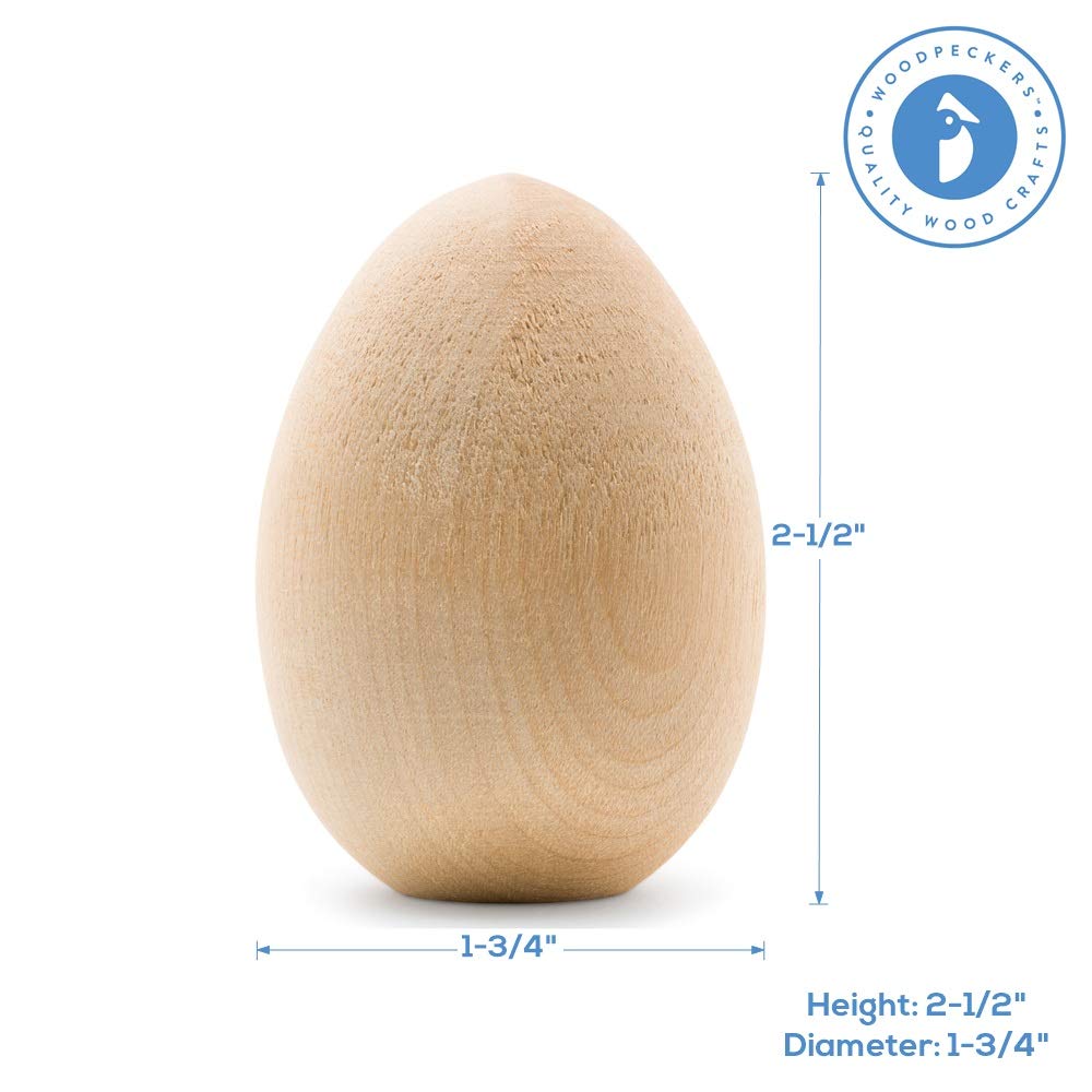 250 Pack Smooth Standable Wooden Eggs for Painting - 2.5 Inch DIY Easter Decor, Craft Wood Chicken Eggs for Dyeing & Art Projects - Perfect for Easter Crafts, DIY Home Decor, and Kids Art Activities by Woodpeckers