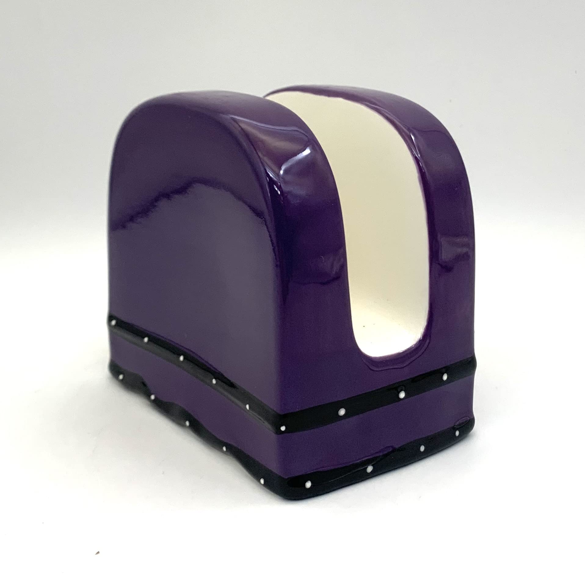 Hand Painted Ceramic Napkin Holder - Tuscany Purple Ruffle Design, 4.75