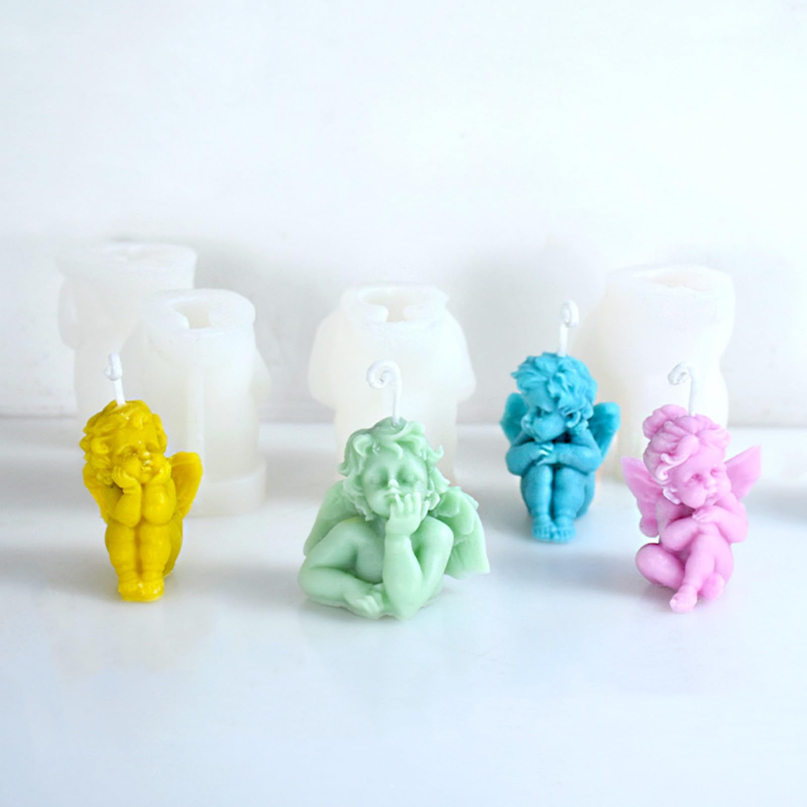 5Pcs 3D Angel Silicone Molds for Candle, Soap, Resin Art - Mini Cherub Molds for Chocolate, Candy, Cake Decor, Soy Wax, Polymer Clay & Plaster - Perfect for DIY Crafts, Home Decor & Gift Making
