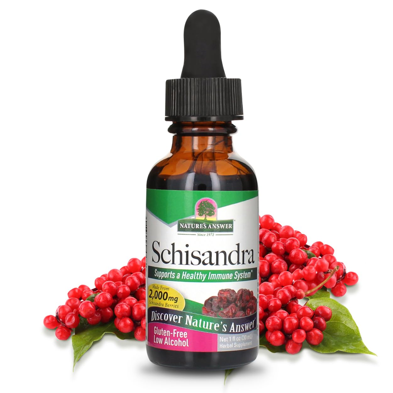 Nature's Answer Schisandra Berry Extract with Organic Alcohol, 1-Fluid Ounce | Supports Digestive Health & Cognitive Function | Natural Stress Relief Supplement | Great for Daily Wellness & Mental Clarity