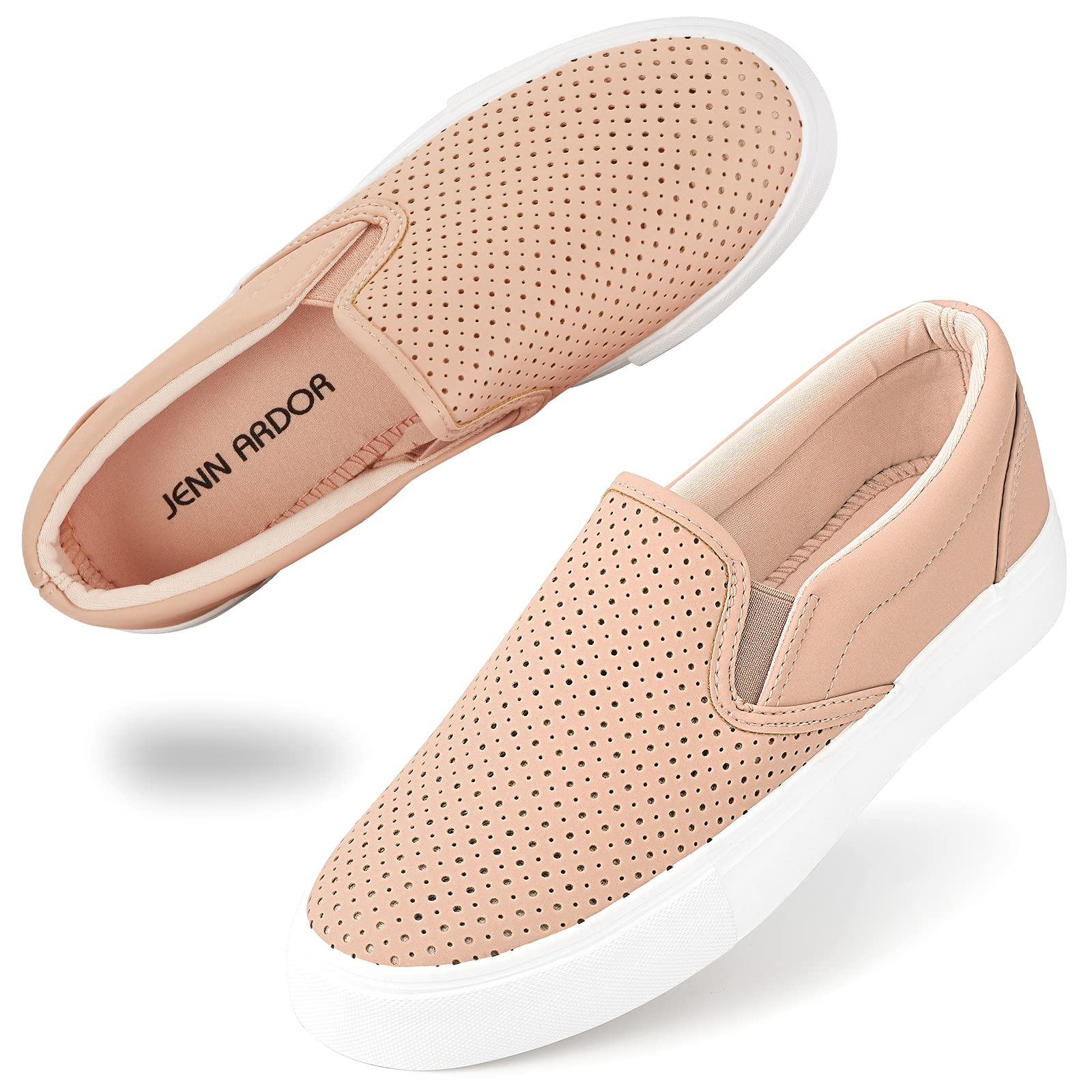 JENN ARDOR Women's Slip-On Sneakers - Comfortable Walking Shoes for Women | Fashion Casual Flats for Everyday Wear | Perfect for Work, Travel & Running Errands