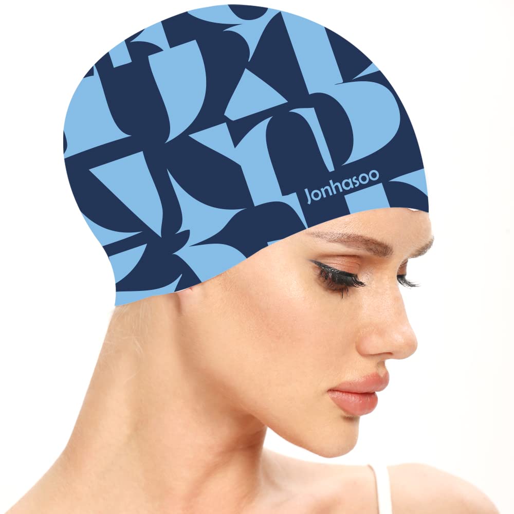 Women's Swim Cap for Long Hair - Stylish Printed Design | Perfect for Swimming, Water Aerobics & Pool Workouts