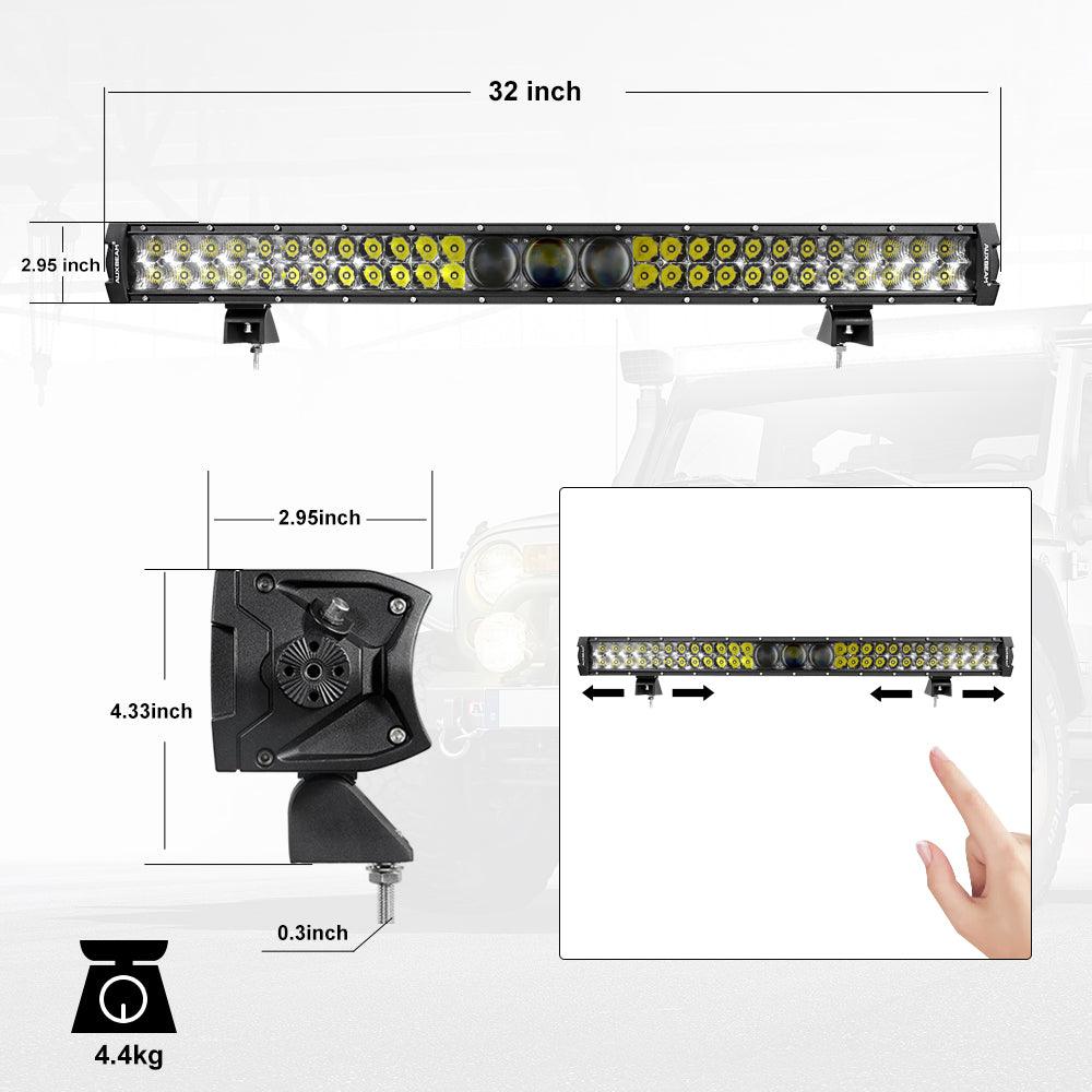32 Inch 5D PRO Series Dual Row LED Light Bar with Roof Windshield Mounting Brackets Kit - Compatible with 2014-2021 RZR XP 1000, RZR XP 4 1000, 2016-2021 RZR 900 & RZR S 1000 - Off-Road Lighting for Night Driving & Adventure Trail Riding