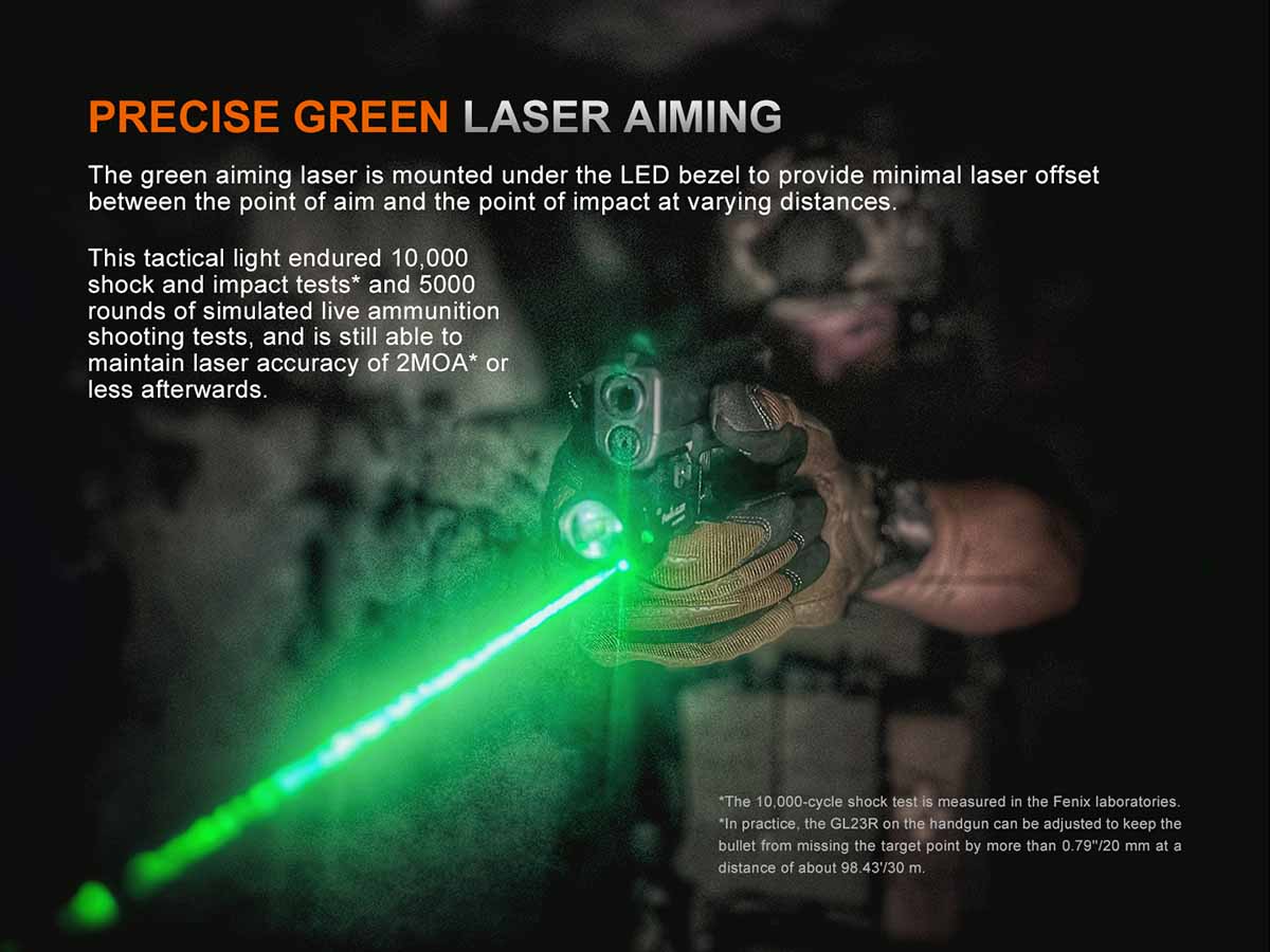 Fenix GL23R Rechargeable Tactical Flashlight for Pistols & Rifles - 800 Lumens Weapon Light with Long Battery Life - Perfect for Hunting, Home Defense & Outdoor Adventures
