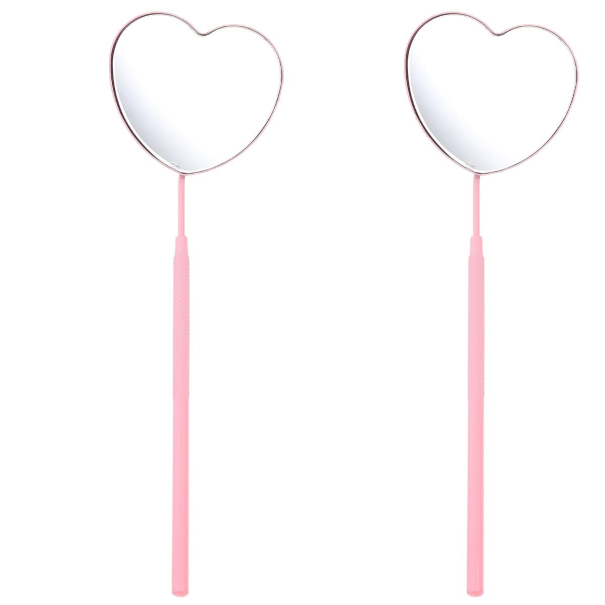 FRCOLOR 2 Pack Heart-Shaped Eyelash Extension Mirror - Portable Handheld Lash Mirror for Professional & Home Use, Perfect for Lash Artists, Makeup Application & Beauty Salon