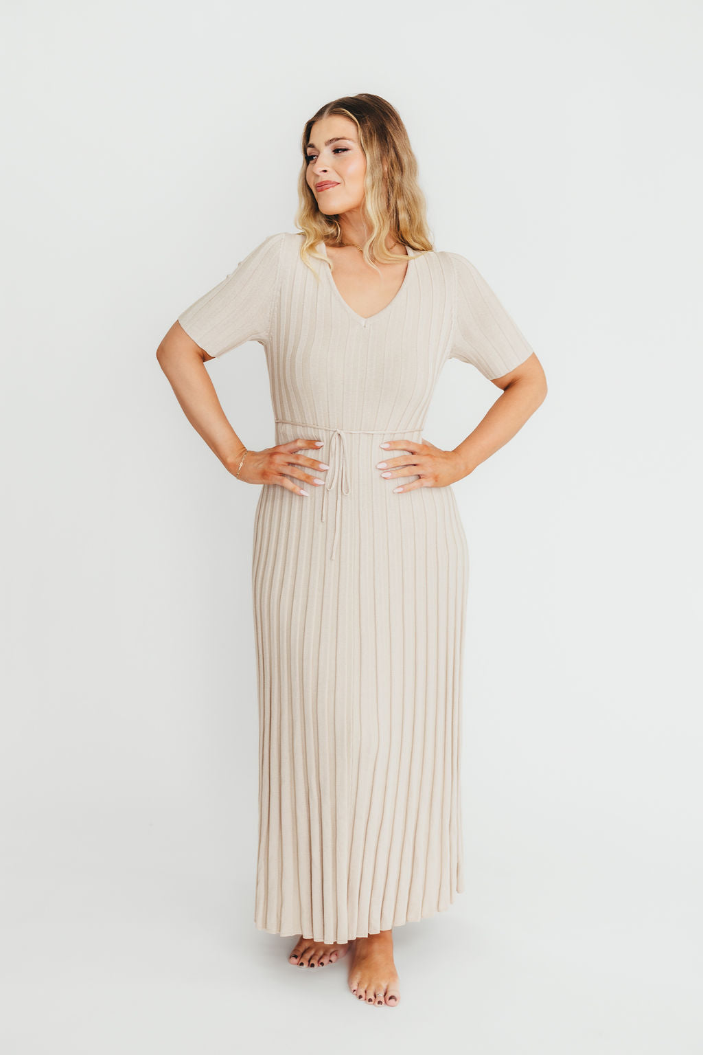 Oakley Ribbed Maxi Dress in Dusty Taupe - Bump Friendly Maternity Dress for Women | Comfortable Stretchy Pregnancy Outfit for Casual Wear, Baby Shower & Special Occasions