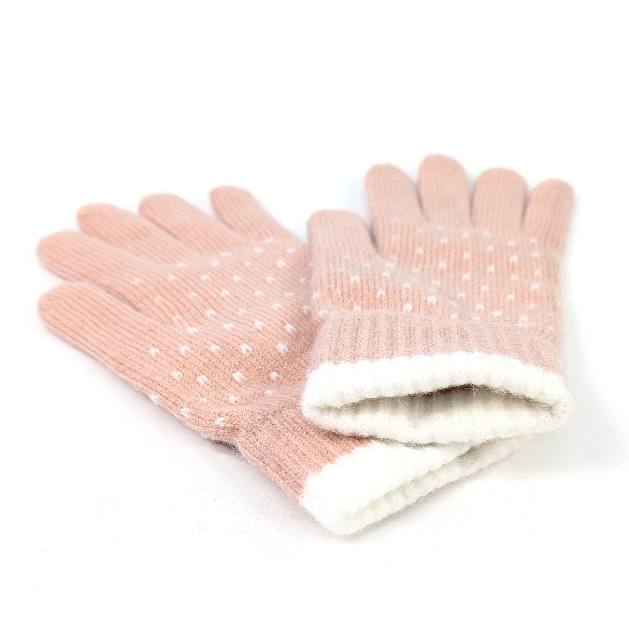 Tiny Hearts Gloves for Women - Soft Pink Knit Winter Gloves | Warm & Stylish Handwear for Cold Weather, Outdoor Activities & Fashion Accessories