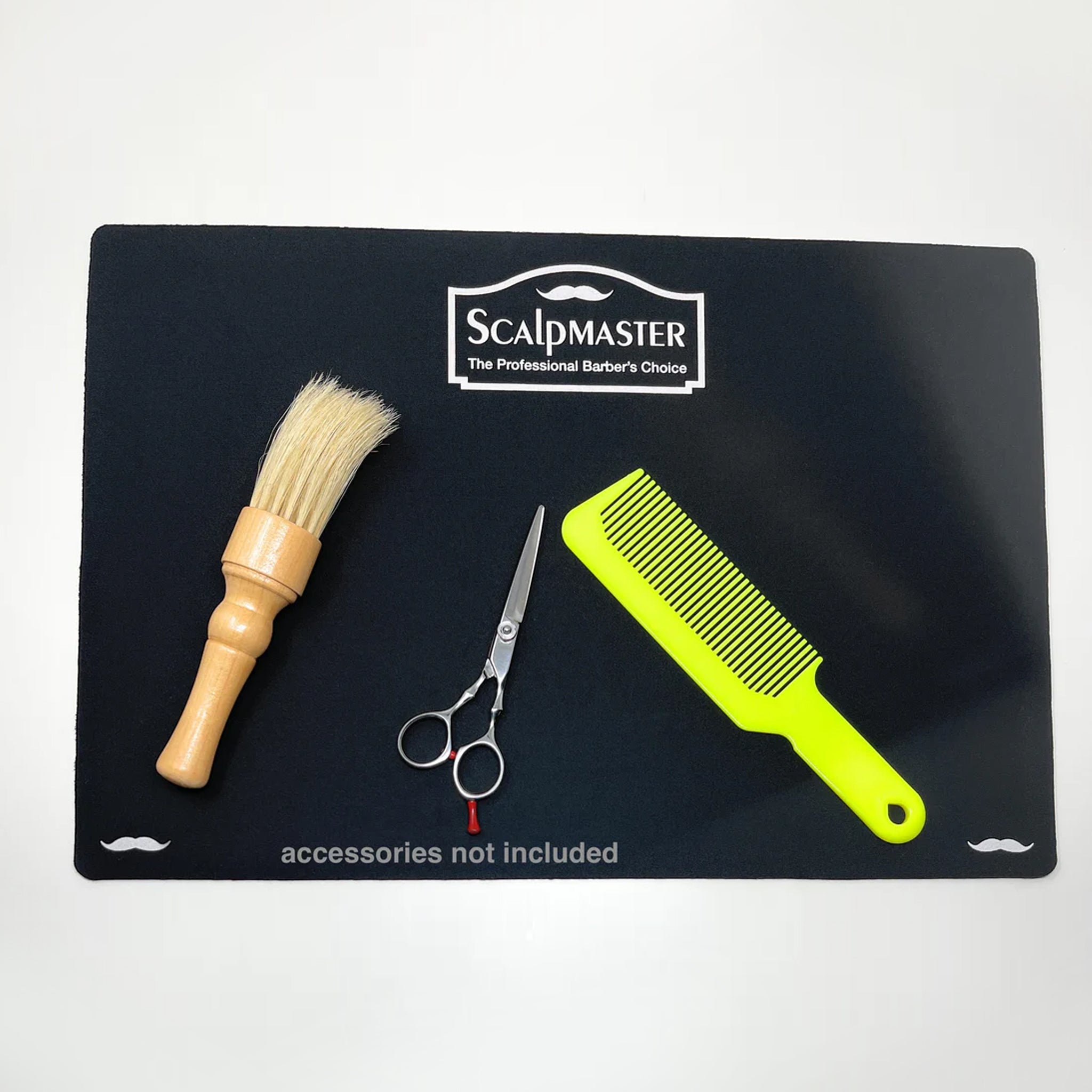 Scalpmaster Black Anti-Slip Barber Mat - Non-Slip Rubber Pad for Hair Clippers & Styling Tools | Perfect for Salon, Home Haircuts & Professional Grooming