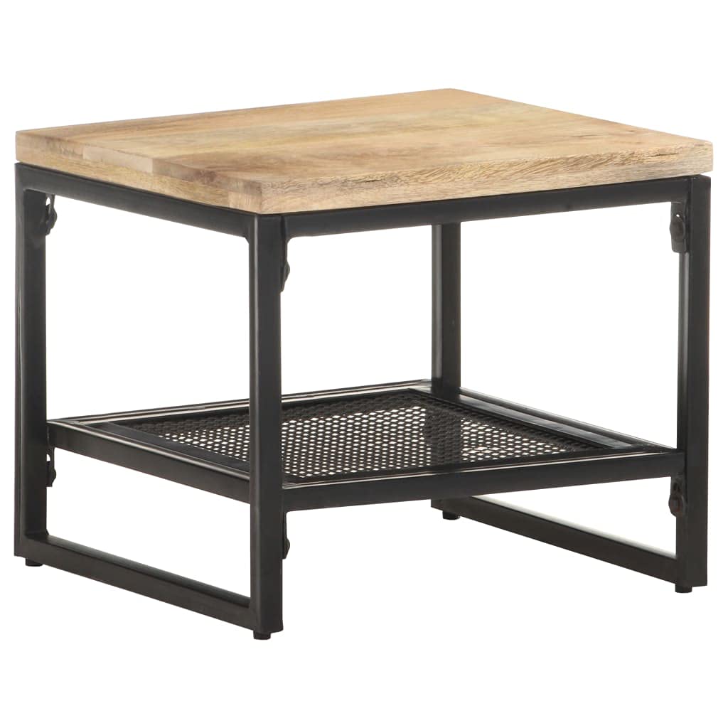 Industrial Square Side Table with Open Storage Shelf - 15.7x15.7x13.8 Inch Solid Mango Wood End Table, Accent Table for Small Spaces | Perfect for Living Room, Bedroom, Entryway & Office Decor