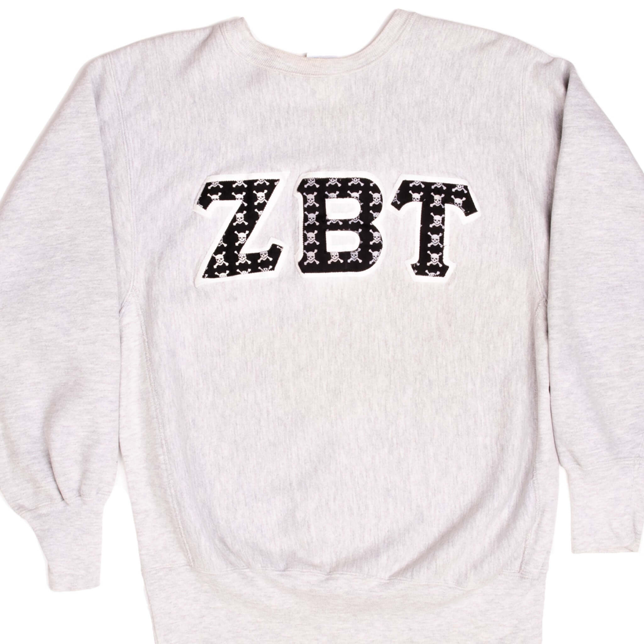 Vintage Champion Reverse Weave ZBT Fraternity Skull Sweatshirt 1990s - Size Large, Made in USA - Retro College Style for Casual Wear & Greek Life Events