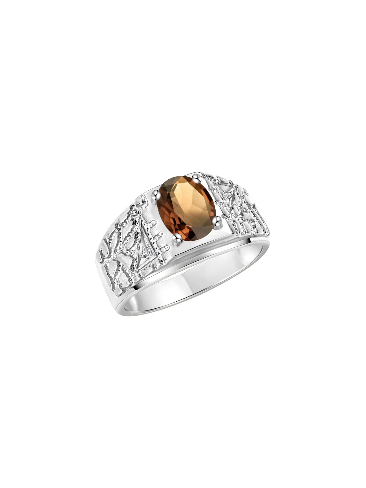 Stylish Rylos Men's Gemstone Nugget Ring - 9X7MM Oval Birthstone with Sparkling Diamonds in Sterling Silver (Sizes 8-13) | Perfect for Weddings, Anniversaries & Everyday Fashion Jewelry