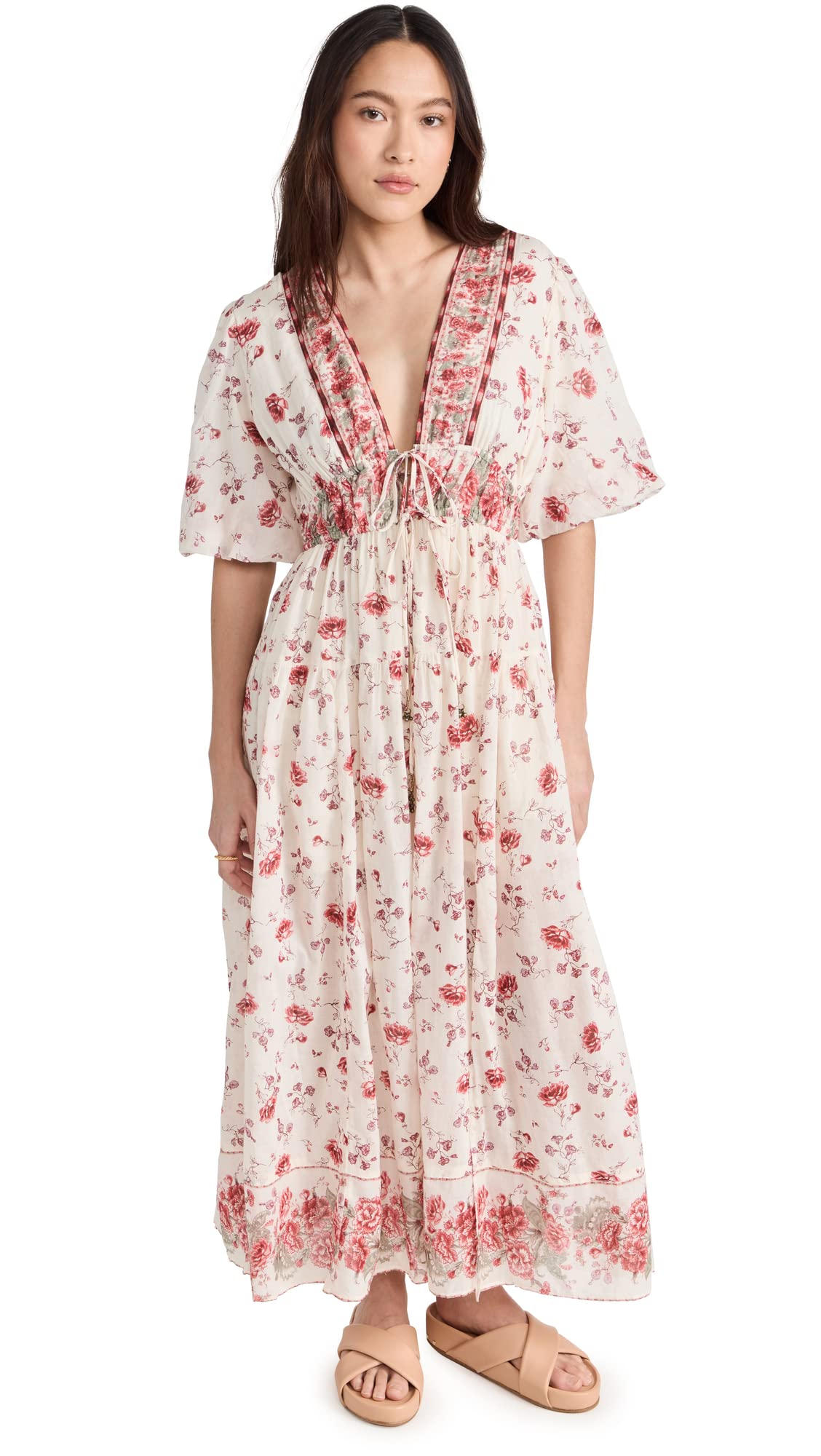 Free People Women's Lysette Floral Maxi Dress - Boho Summer Beach Dress for Vacation, Wedding & Casual Outings