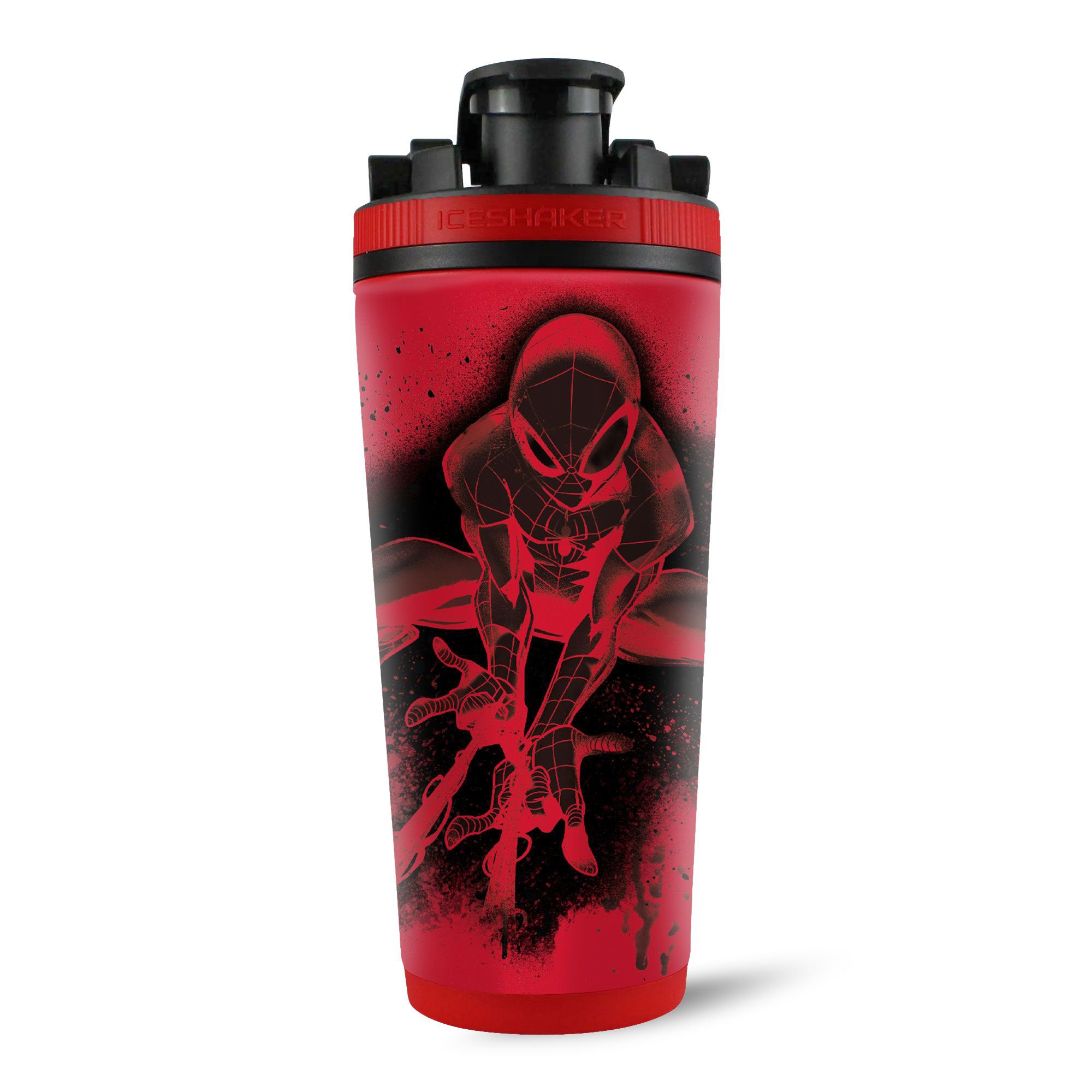Marvel Spider-Man 4D Ice Shaker Bottle - Insulated Stainless Steel Water Bottle with Spray Paint Design for Gym, Workout & Sports | Perfect for Protein Shakes & Cold Drinks