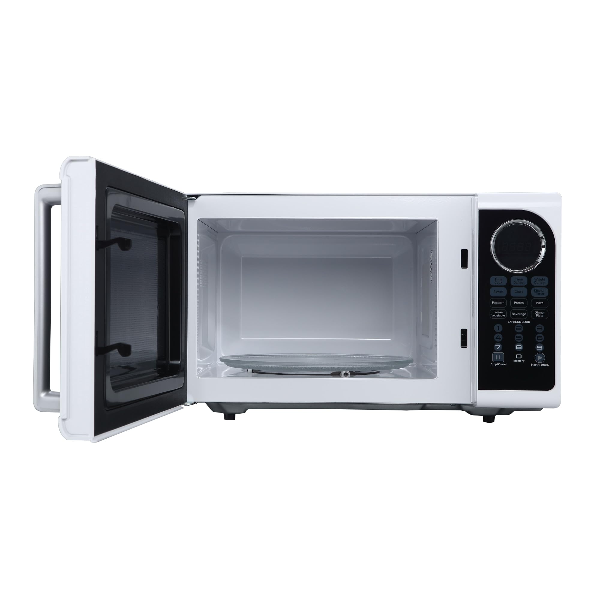 BLACK+DECKER 0.9 Cu. Ft 900W White Countertop Microwave Oven with Pull Handle, LED Light & Child Safety Lock - Perfect for Small Kitchens, Dorms & Office Break Rooms