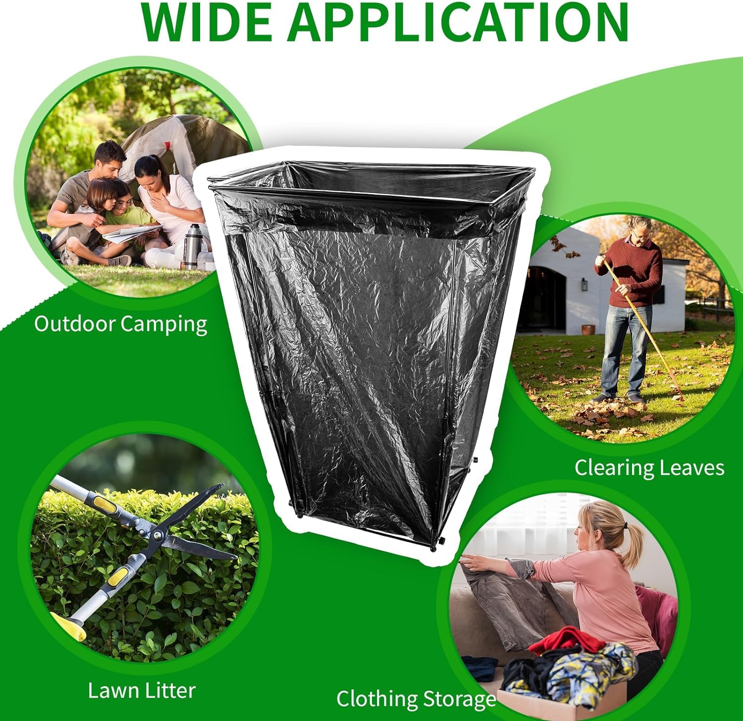 Heavy Duty Metal Leaf & Garbage Bag Holder - 30-45 Gallon Capacity | Multi-Use Outdoor Trash Can Stand for Yard Waste, Leaves & Debris | Perfect for Gardening, Landscaping & Home Cleanup
