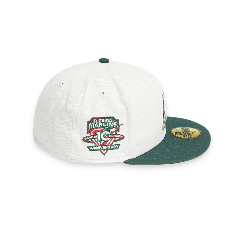 Florida Marlins 10th Anniversary White 59FIFTY Fitted Hat for Men - Official MLB Baseball Cap for Sports Fans & Collectors - Perfect for Games, Gifts, and Casual Wear