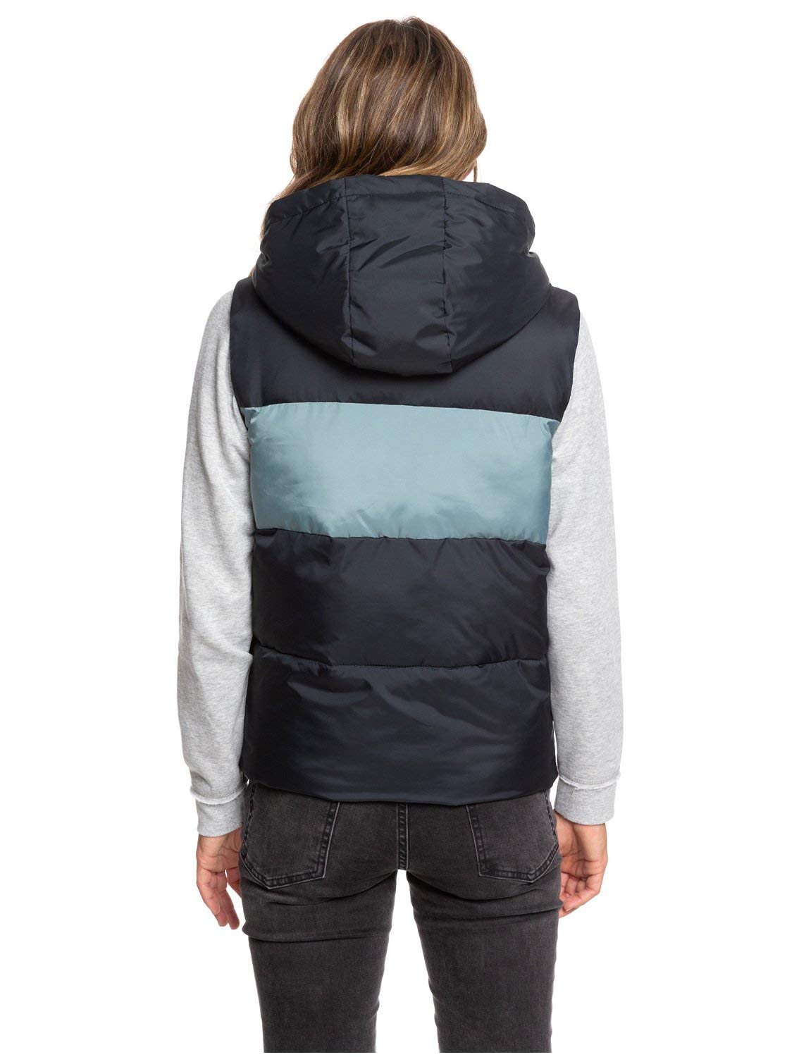 Roxy Women's Out of Focus Hooded Puffer Vest - Lightweight Insulated Body Warmer Jacket - Size L - Black True Black - Perfect for Hiking, Camping & Outdoor Activities
