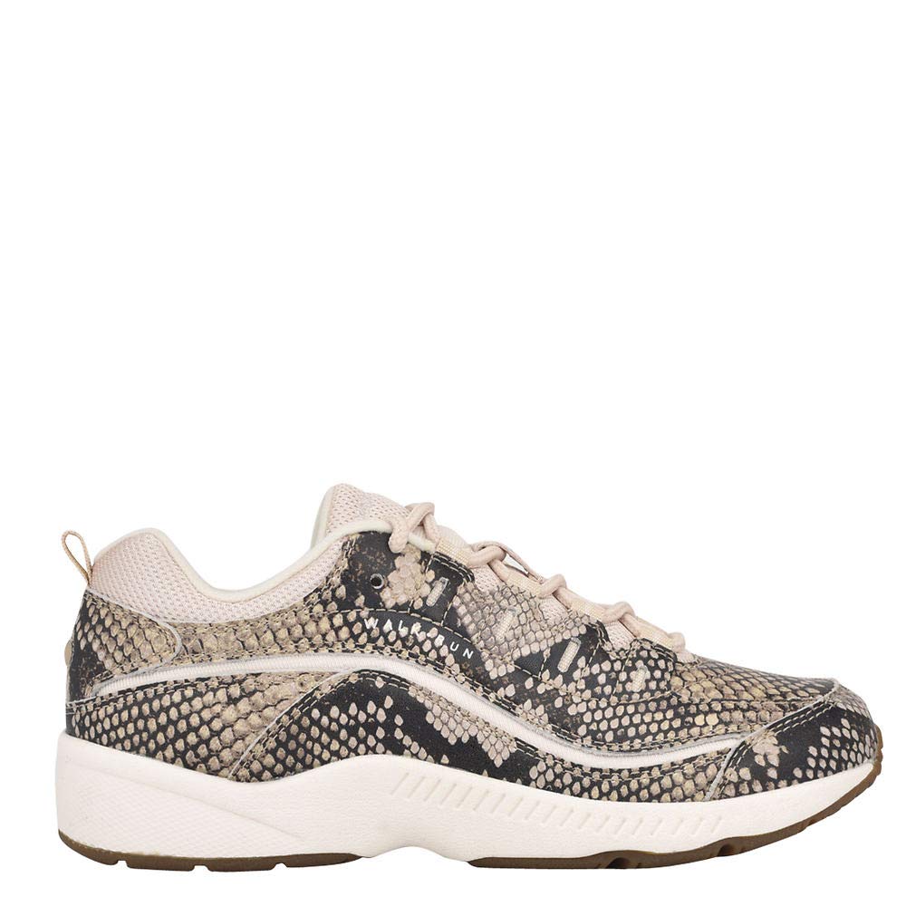 Easy Spirit Women's Romy Snake Walking Sneakers - Comfortable Beige Casual Shoes Size 6.5 M - Perfect for Walking, Travel & Everyday Wear