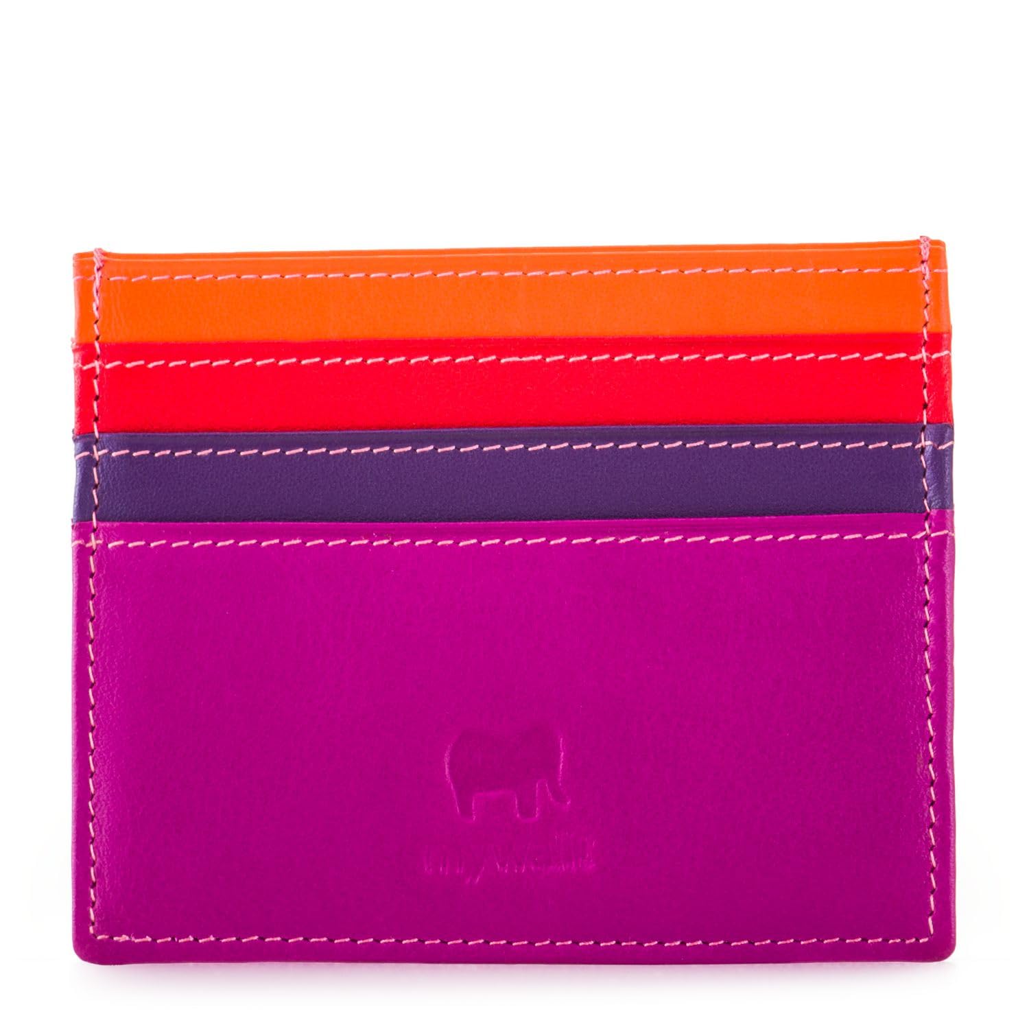 mywalit Multi-Color Genuine Leather Credit Card Holder Wallet - Slim RFID Blocking 3 Card Slots with ID Window | Perfect for Travel, Business & Everyday Use