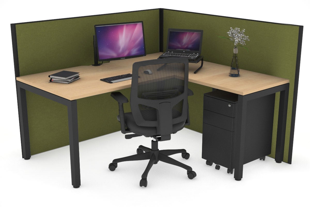 Horizon Quadro Square Legs L-Shaped Corner Office Desk - 1600L x 1550W with Cable Management - Perfect for Home Office & Workspace Setup