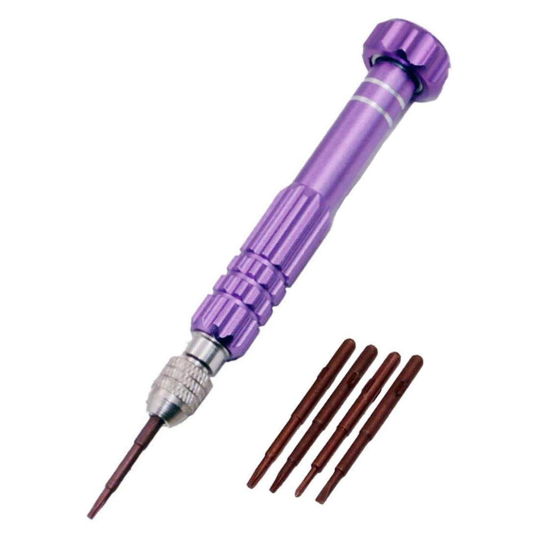 Professional Micro Precision Screwdriver Set - 5 in 1 Magnetic S2 Steel Screwdriver Bits for Smartphone, Tablet, Eyeglass & Watch Repair - Durable Purple Tool Kit for Electronics, Jewelry & Small Device Maintenance