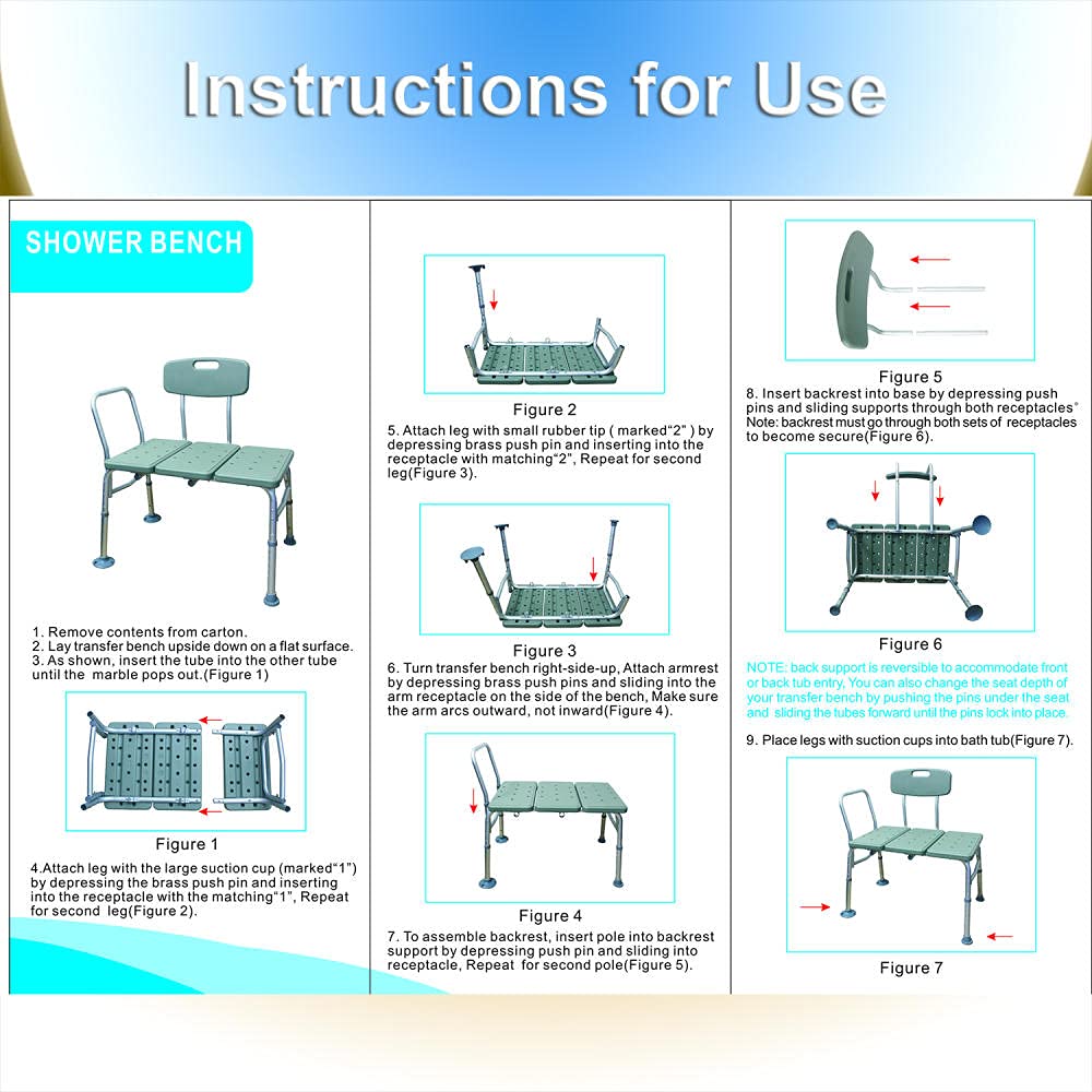 Adjustable Shower Chair with Non-Slip Feet - Waterproof Bath Seat & Transfer Bench for Elderly, Disabled & Post-Surgery (32-36 Inch Height, Gray) - Ideal for Bathtub, Hot Tub & Shower Safety