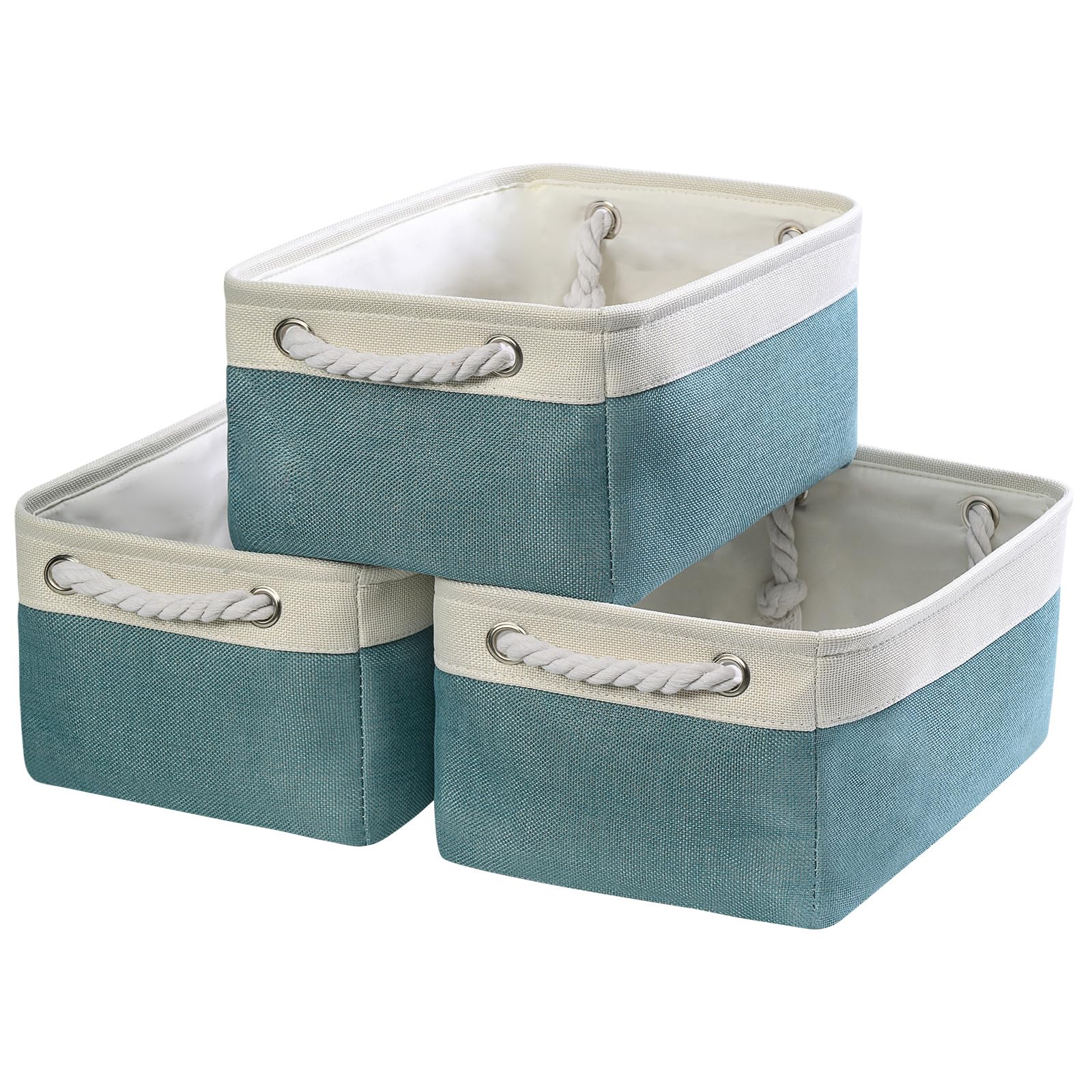 Fabric Storage Bins with Handles - Foldable Organizer for Shelves, Closet & Nursery (3-Pack)