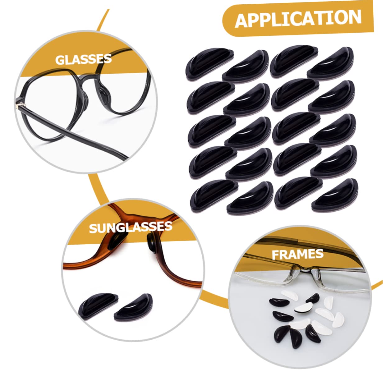 HAPINARY 10 Pairs Non-Slip Silicone Nose Pads for Glasses & Sunglasses - Comfortable Nose Cushions with Plastic Frame Repair Kit - Perfect for Reading, Driving, and Outdoor Activities