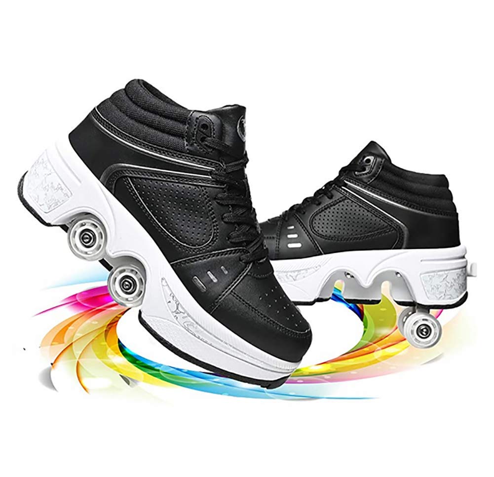 LDTXH 2-in-1 Roller Shoes for Adults & Kids - Convertible Wheeled Sneakers with Removable Wheels for Men & Women - Perfect for Commuting, Skating Fun & Outdoor Activities