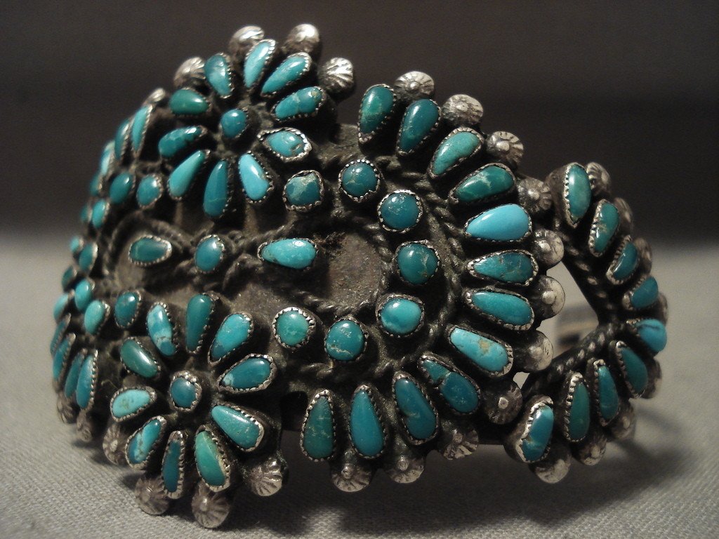 Vintage 1920s Navajo Cerrillos Turquoise Native American Silver Bracelet – Handmade Southwest Jewelry for Women, Boho Fashion & Western Style Accessories