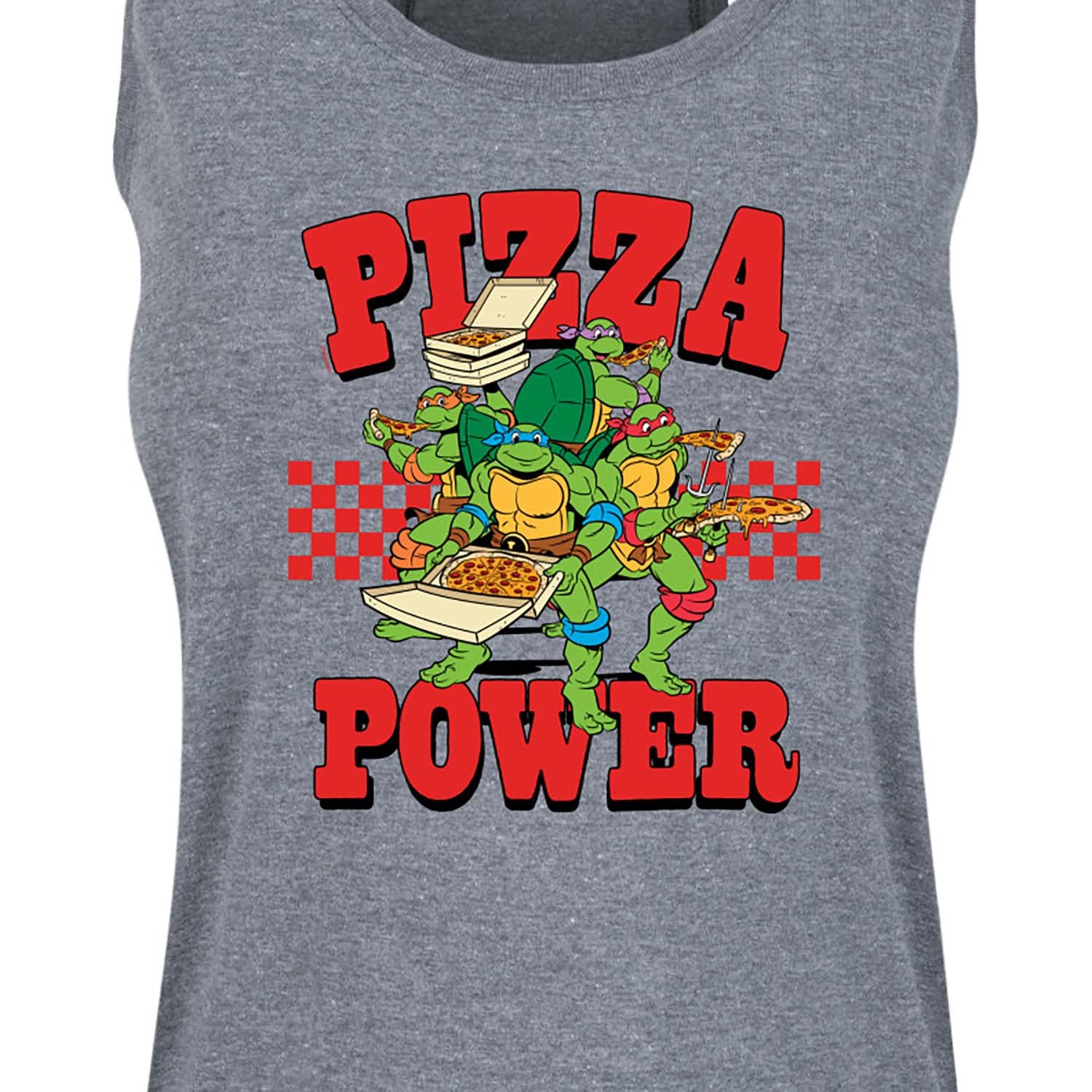 HYBRID APPAREL Women's Racerback Tank Top - Teenage Mutant Ninja Turtles Pizza Power Graphic - Soft Breathable Fabric for Workouts, Casual Wear & TMNT Fan Fashion