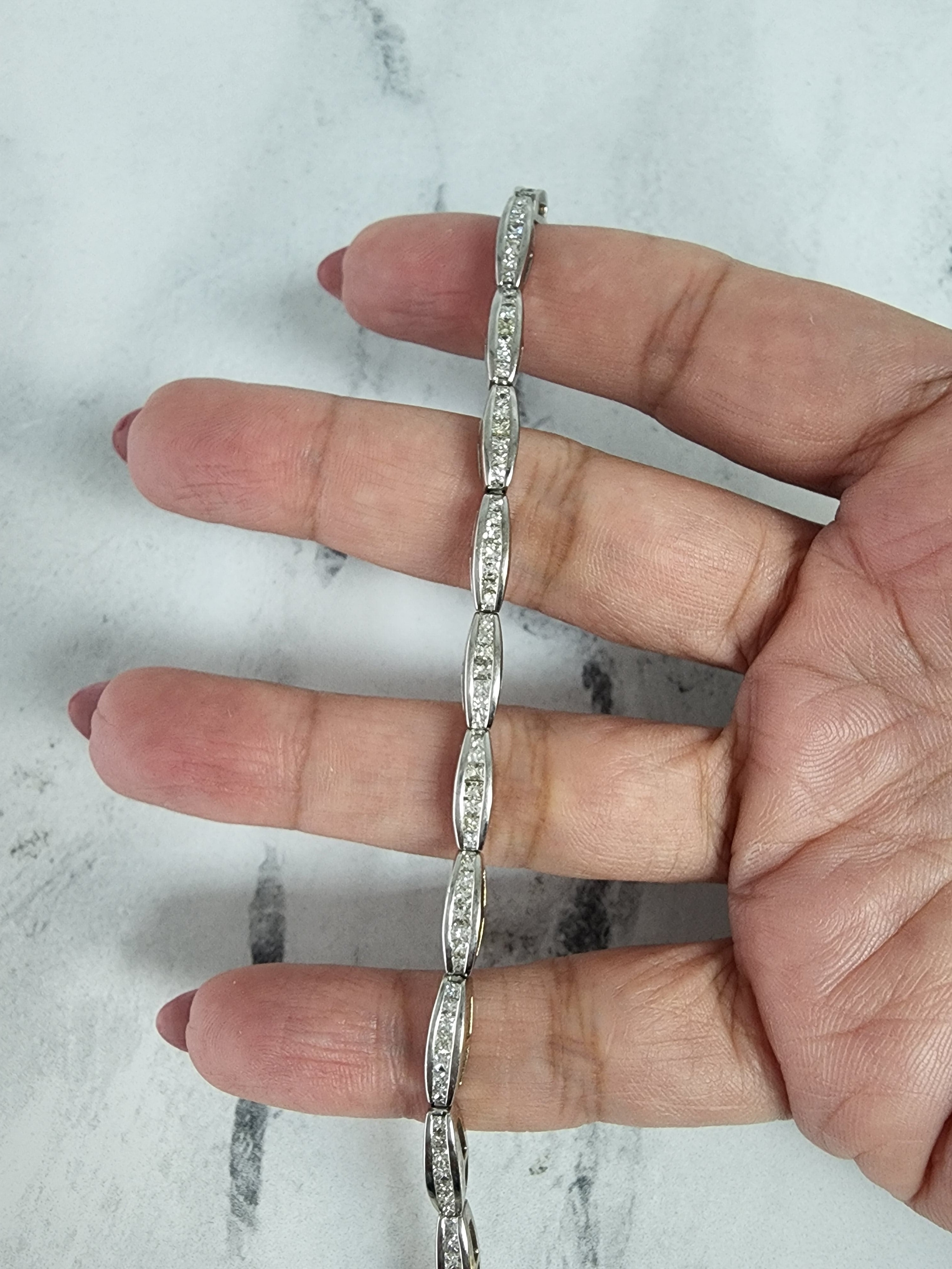 4.50cttw Princess Cut Diamond Link Bracelet in 14k White Gold | Elegant Jewelry for Weddings, Anniversaries & Special Occasions