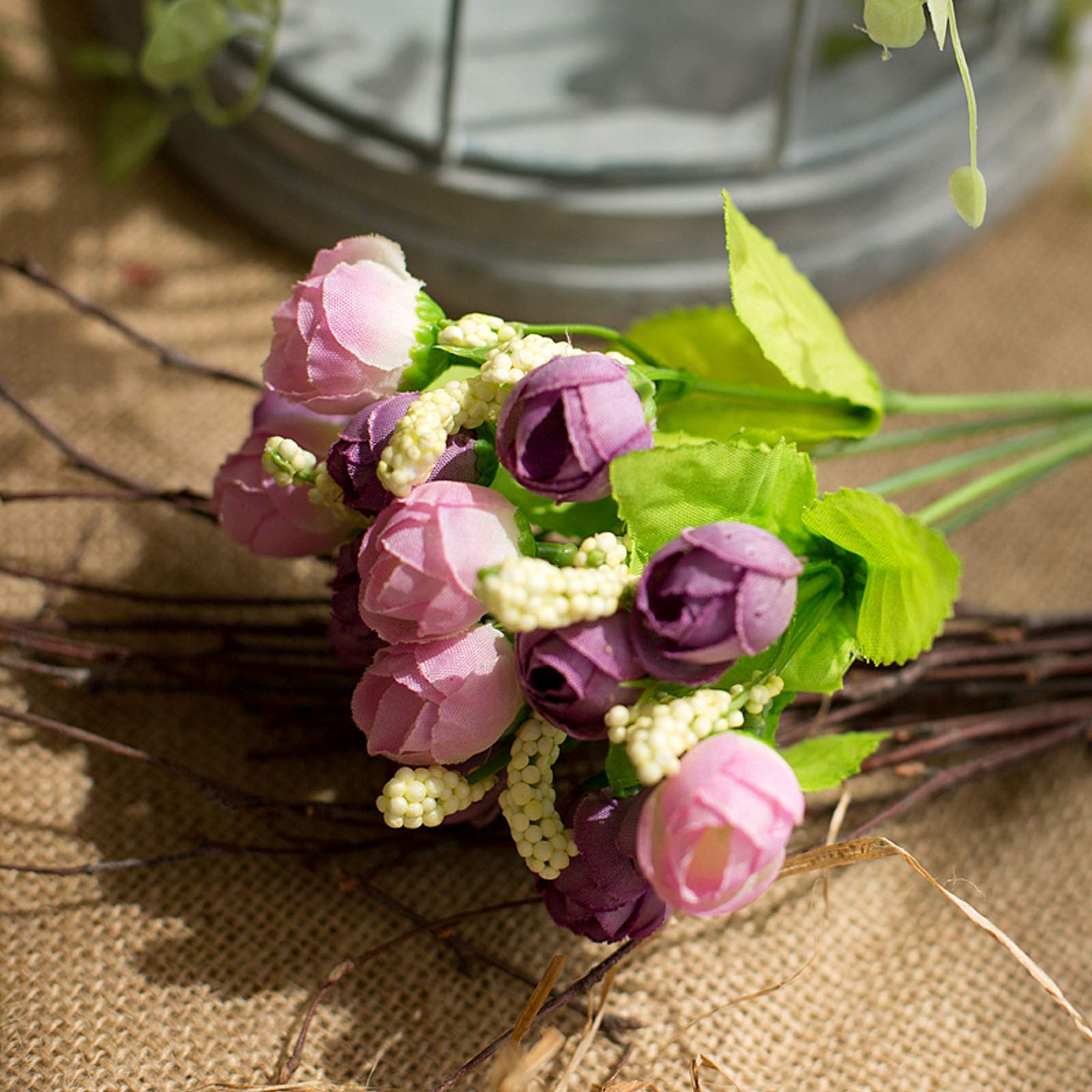 QILIN Artificial Silk Flowers - Realistic Dried Flower Bouquets for Wedding Centerpieces, Table Decorations & Home Decor - Elegant Floral Arrangements for Parties, Events and Interior Design