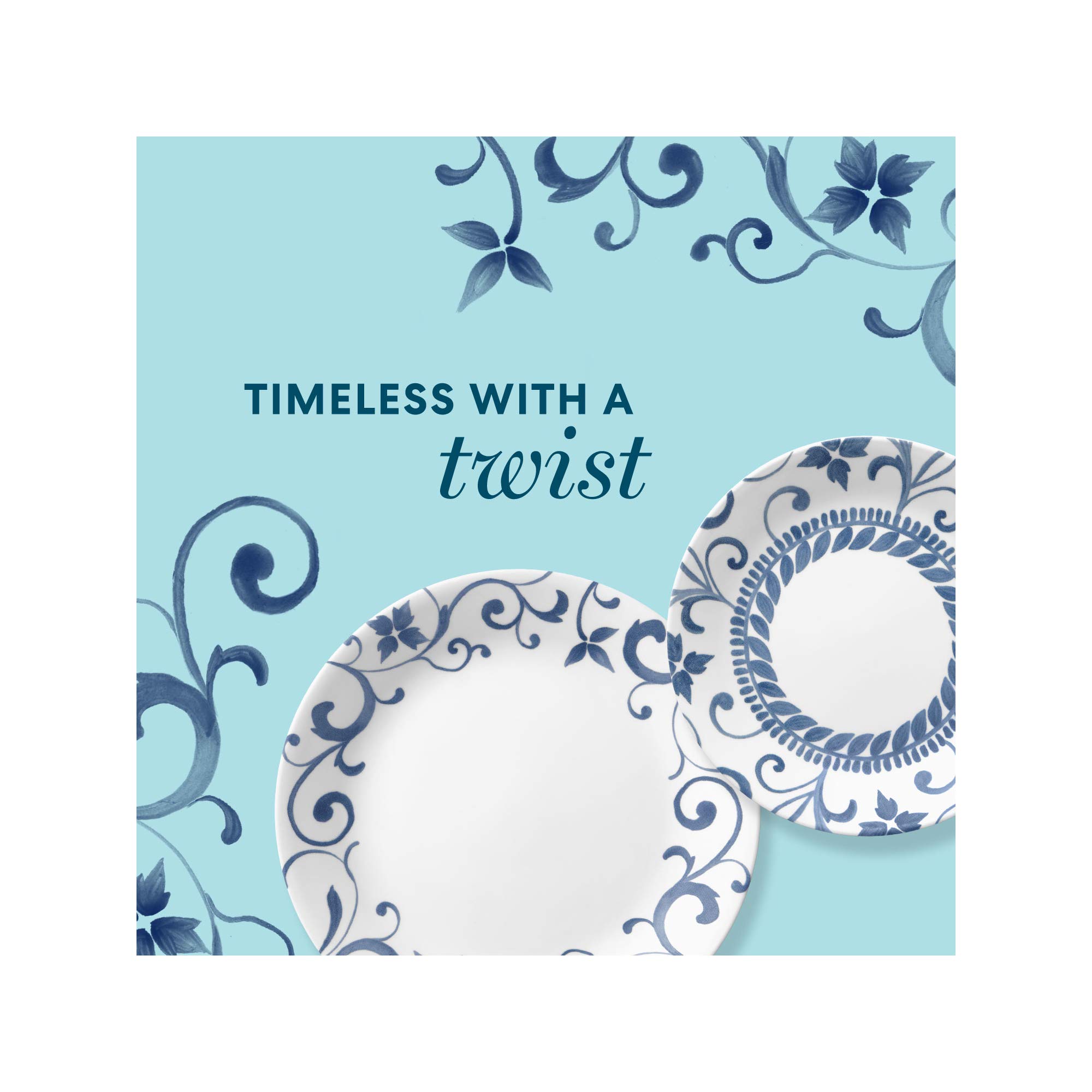 Corelle 12-Piece Dinnerware Set for 4 - Chip Resistant Glass Plates & Bowls - Artemis Pattern - Vitrelle Technology - Perfect for Everyday Dining, Dinner Parties & Family Meals