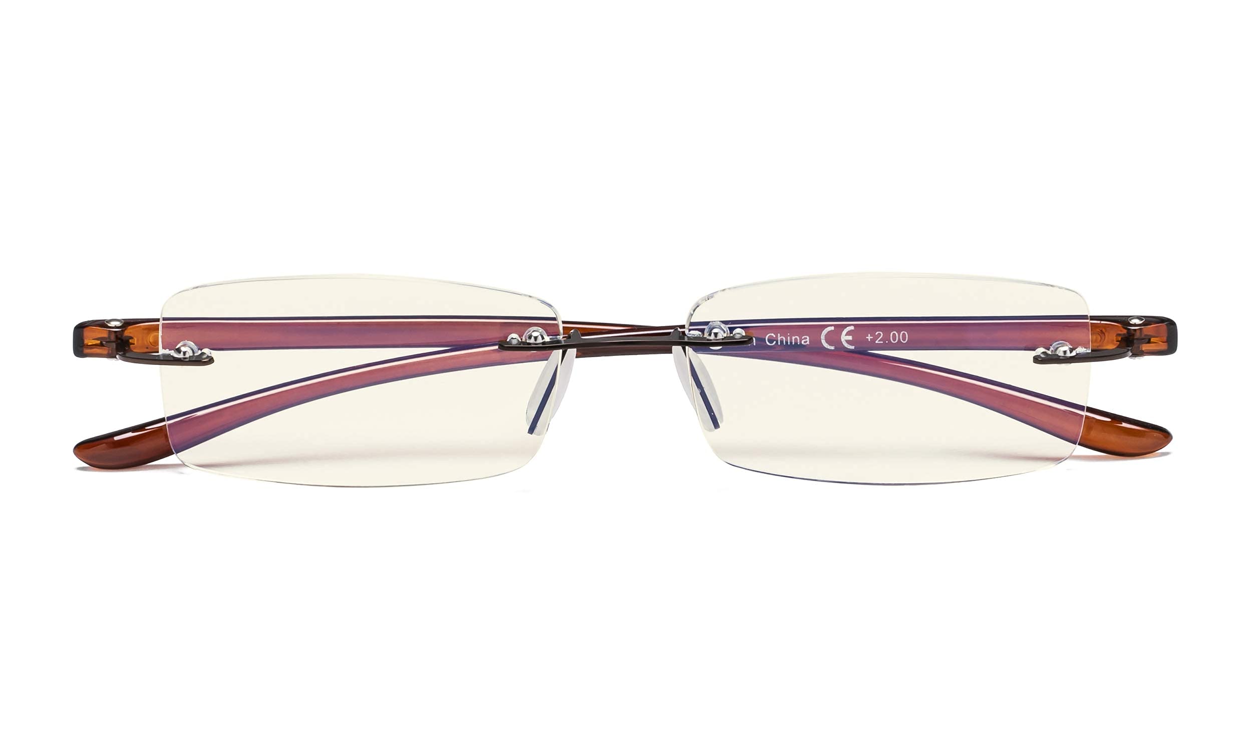 Blue Light Blocking Reading Glasses - Anti Eyestrain Computer Glasses for Women & Men, Rimless Design with Small Lens - Perfect for Office Work, Gaming & Screen Time